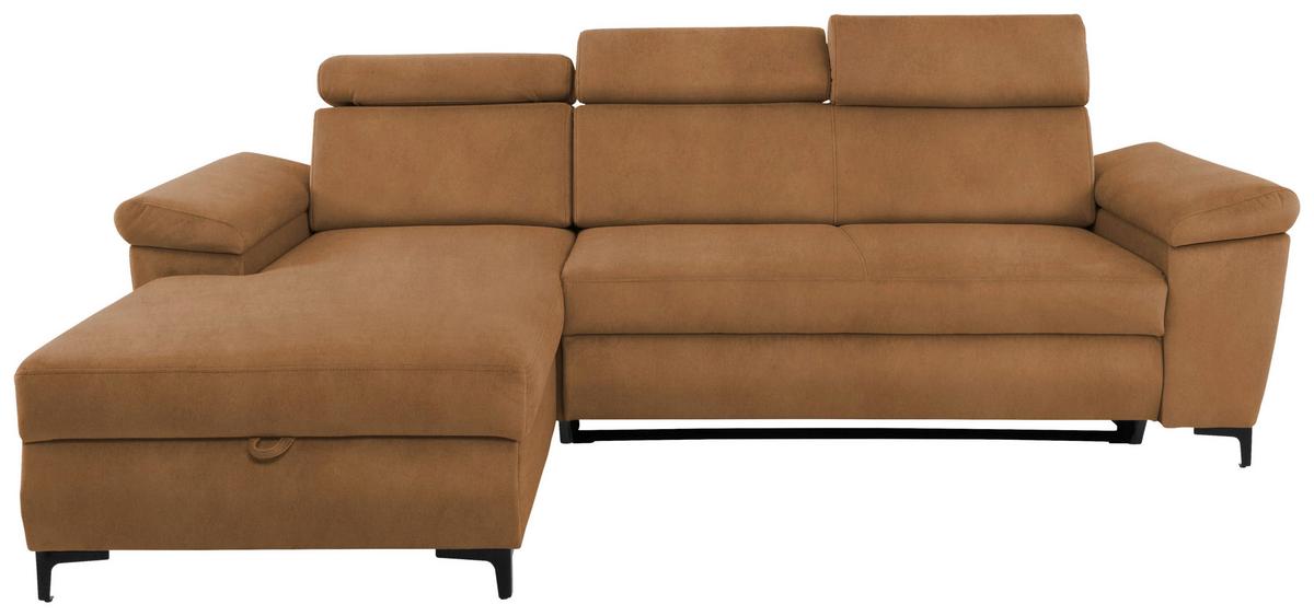 Sedežna Garnitura Santi, Oranžna, Ležišče, Predal - črna/oranžna, Moderno, kovina/tekstil (176/258cm) - Modern Living
