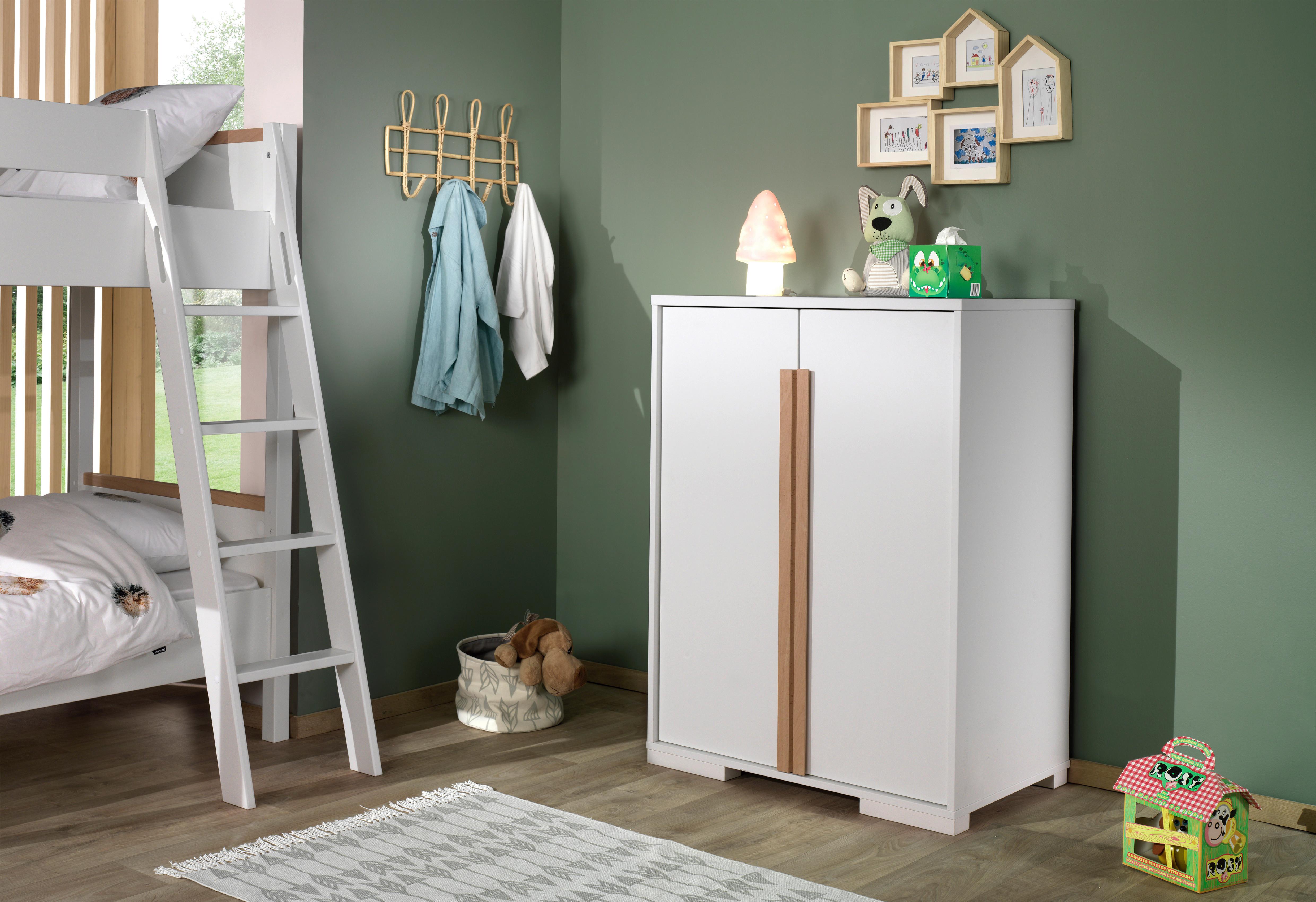 Kinderkleiderschrank "London", weiß/buche - Weiß/Naturfarben, MODERN, Holz/Holzwerkstoff (86/116,2/56cm) - MID.YOU