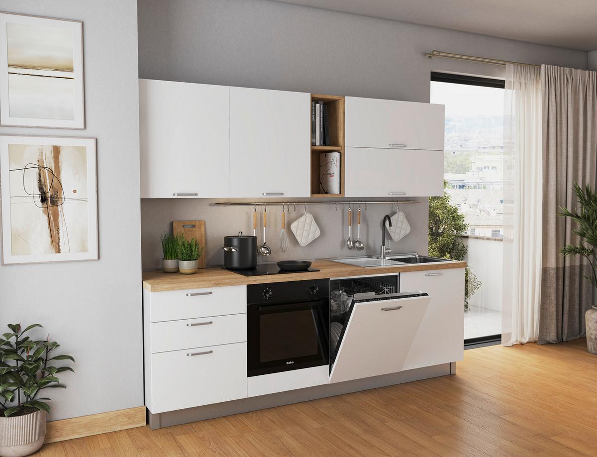 Blok Kuhinja S Aparatima Kira - bijela, Moderno, drvni materijal (240/216/60cm) - Modern Living