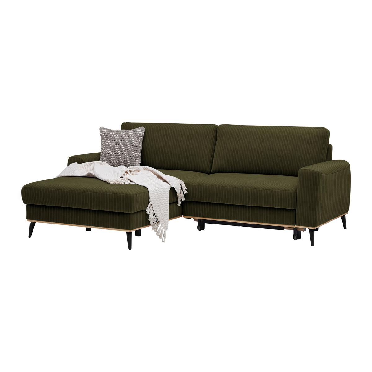 Wohnlandschaft Romeo Dunkelgrün - Dunkelgrün/Schwarz, KONVENTIONELL, Textil/Metall (167/87/234cm) - Zandiara