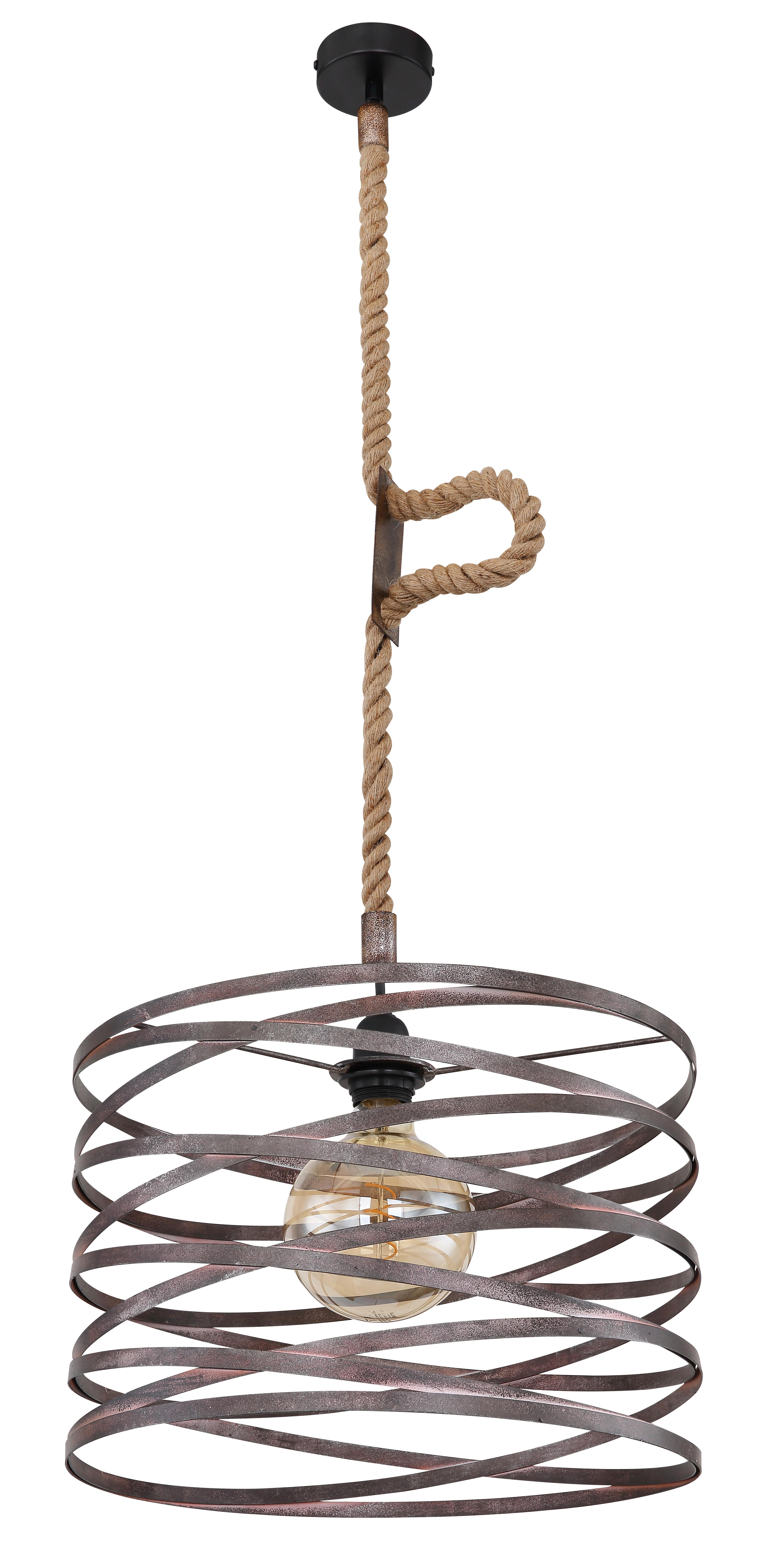 Viseća Svjetiljka 15641h - boje hrđe/crna, Basics, metal/prirodni materijali (40/119cm) - Globo