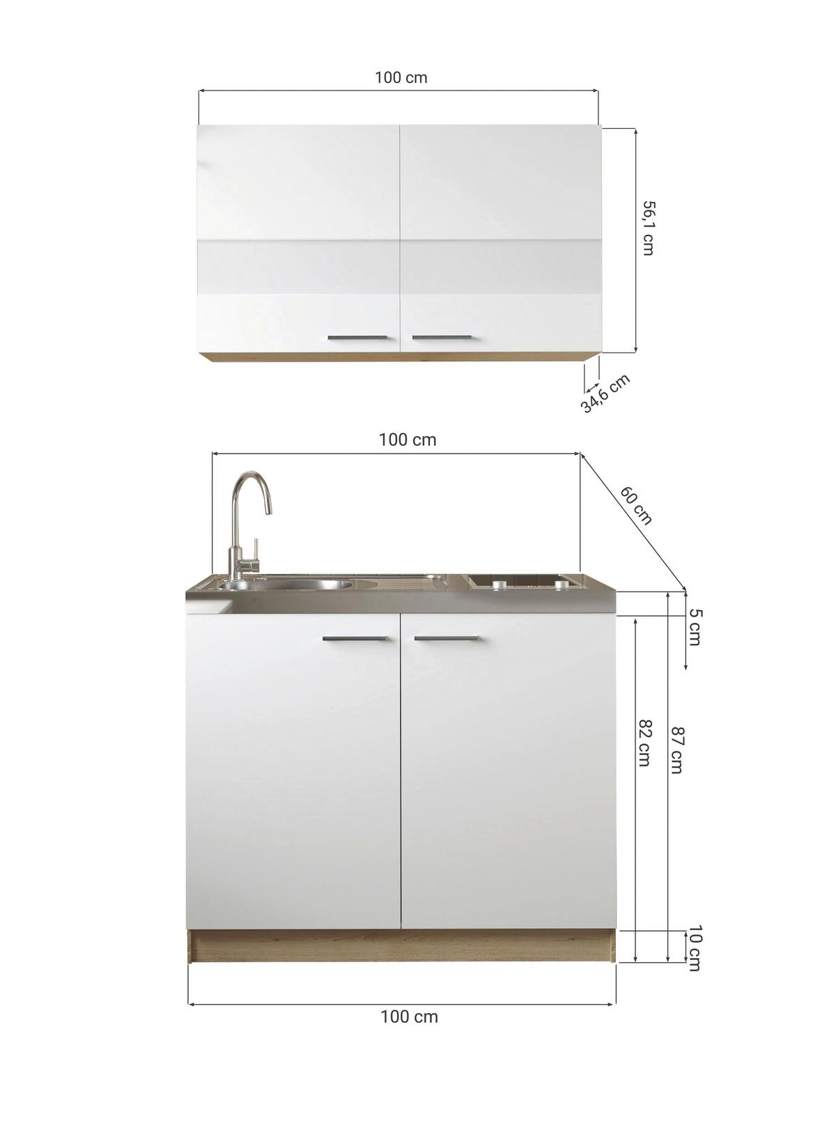 Majhna Kuhinja Z Aparati Merle, 100cm - srebrne barve/barve hrasta, Basics, kovina/steklo (100cm) - Respekta