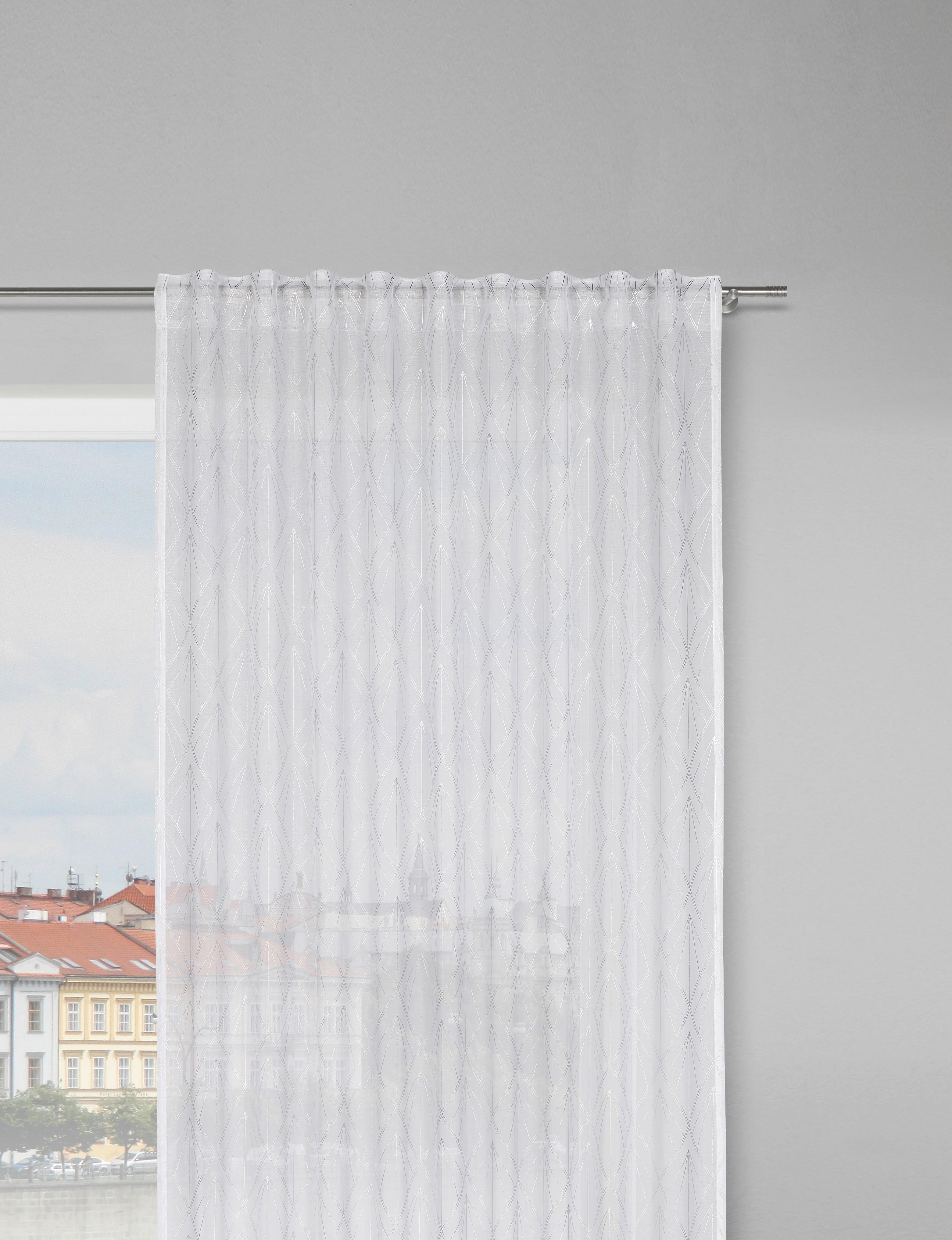 Fertigvorhang Esther Weiß/Silberfarben - Silberfarben/Weiß, ROMANTIK / LANDHAUS, Textil (135/245cm) - Modern Living