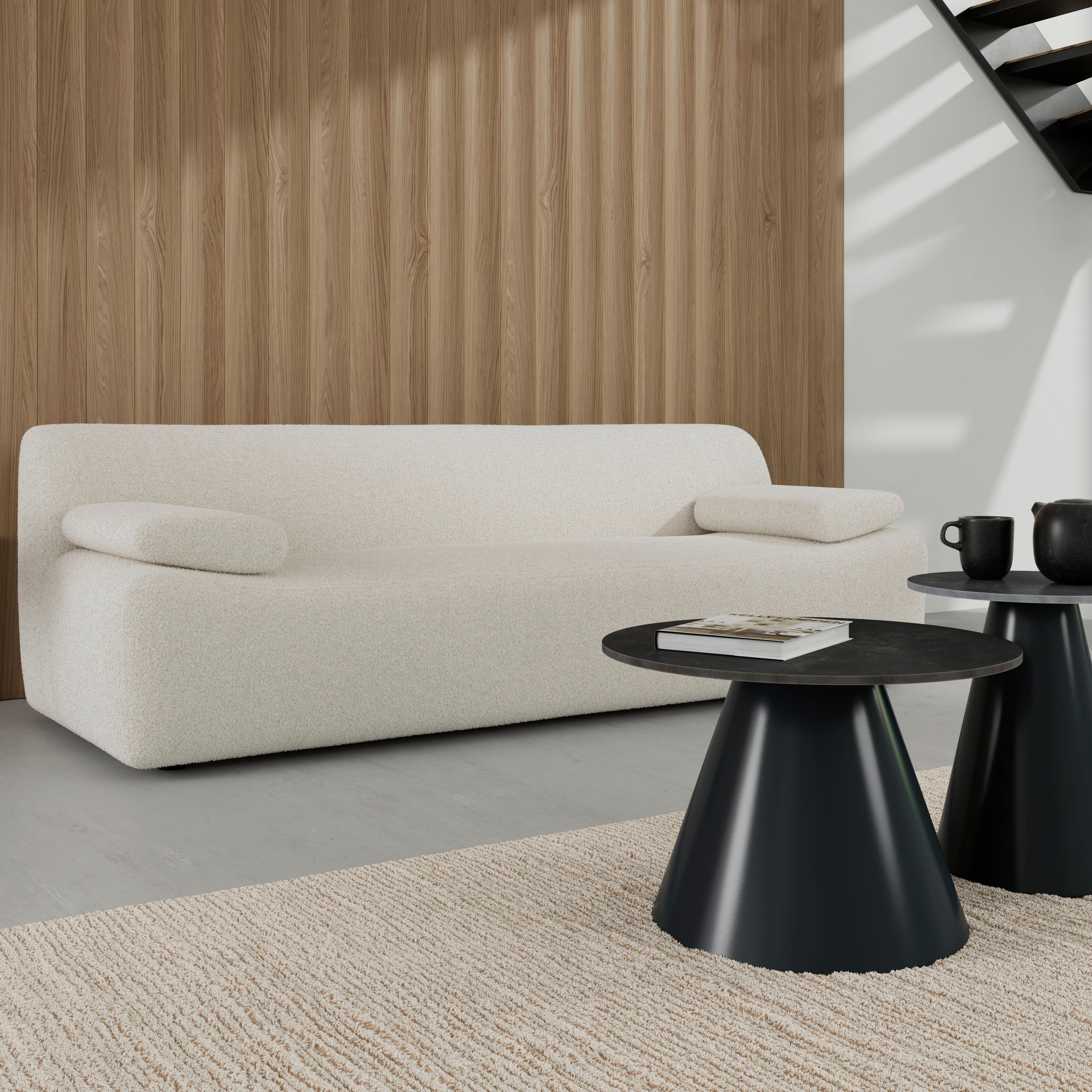 CANAPEA SOPHIE - alb/culoare natur, Modern, lemn/textil (222/88/75cm) - Bessagi Home