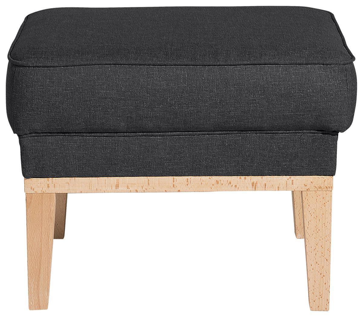 HOCKER ANGELO - Graphitfarben/Naturfarben, KONVENTIONELL, Holz/Textil (50/41/41cm) - Max Winzer