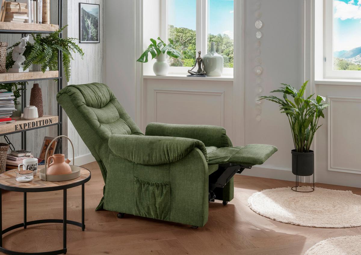 Fernsehsessel Nino Dunkelgrün Velours - Dunkelgrün/Schwarz, Design, Kunststoff/Textil (78/107/93cm) - Livetastic