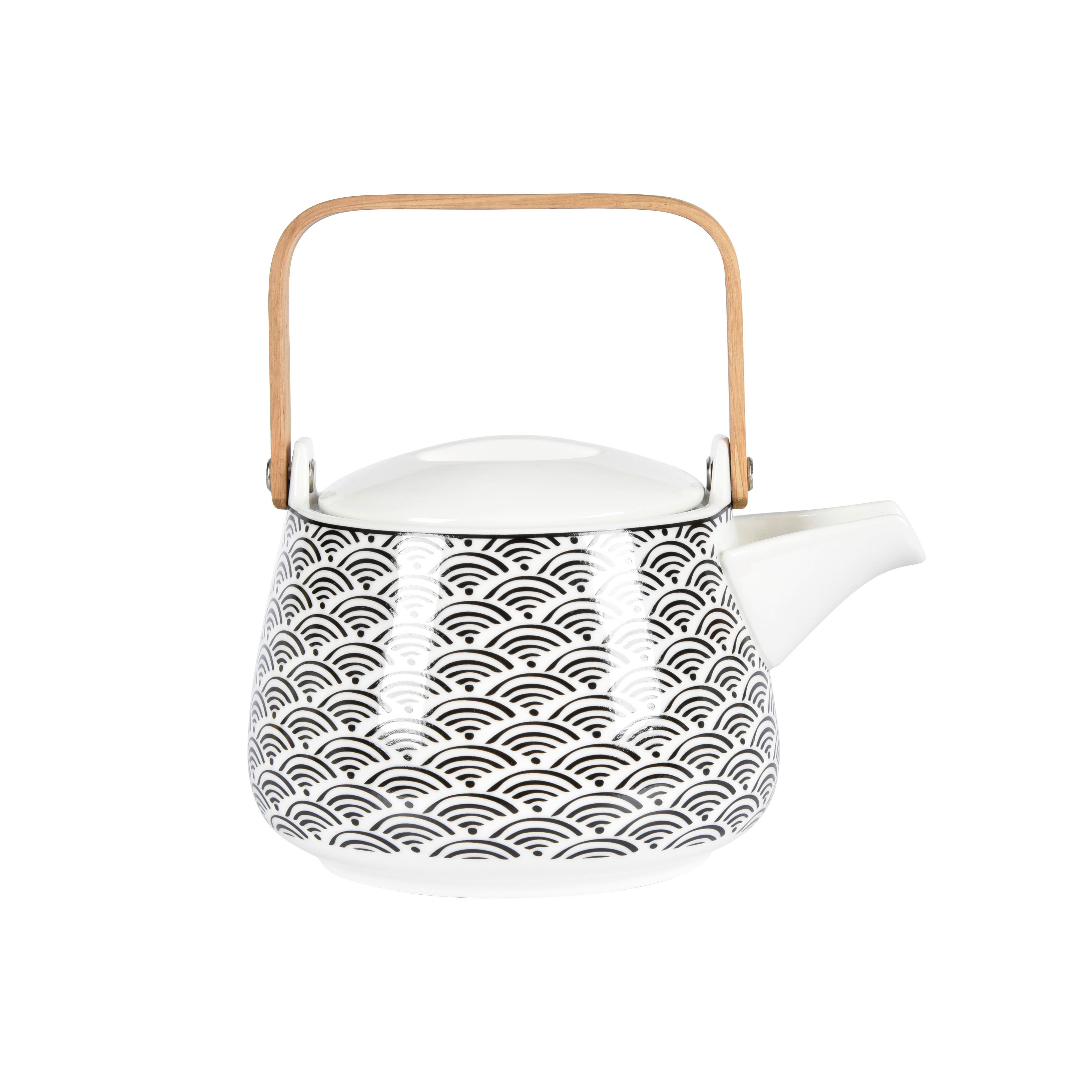 Teekanne Shiva in Schwarz/Weiß - Schwarz/Weiß, LIFESTYLE, Keramik (18/13,5/11cm) - Premium Living