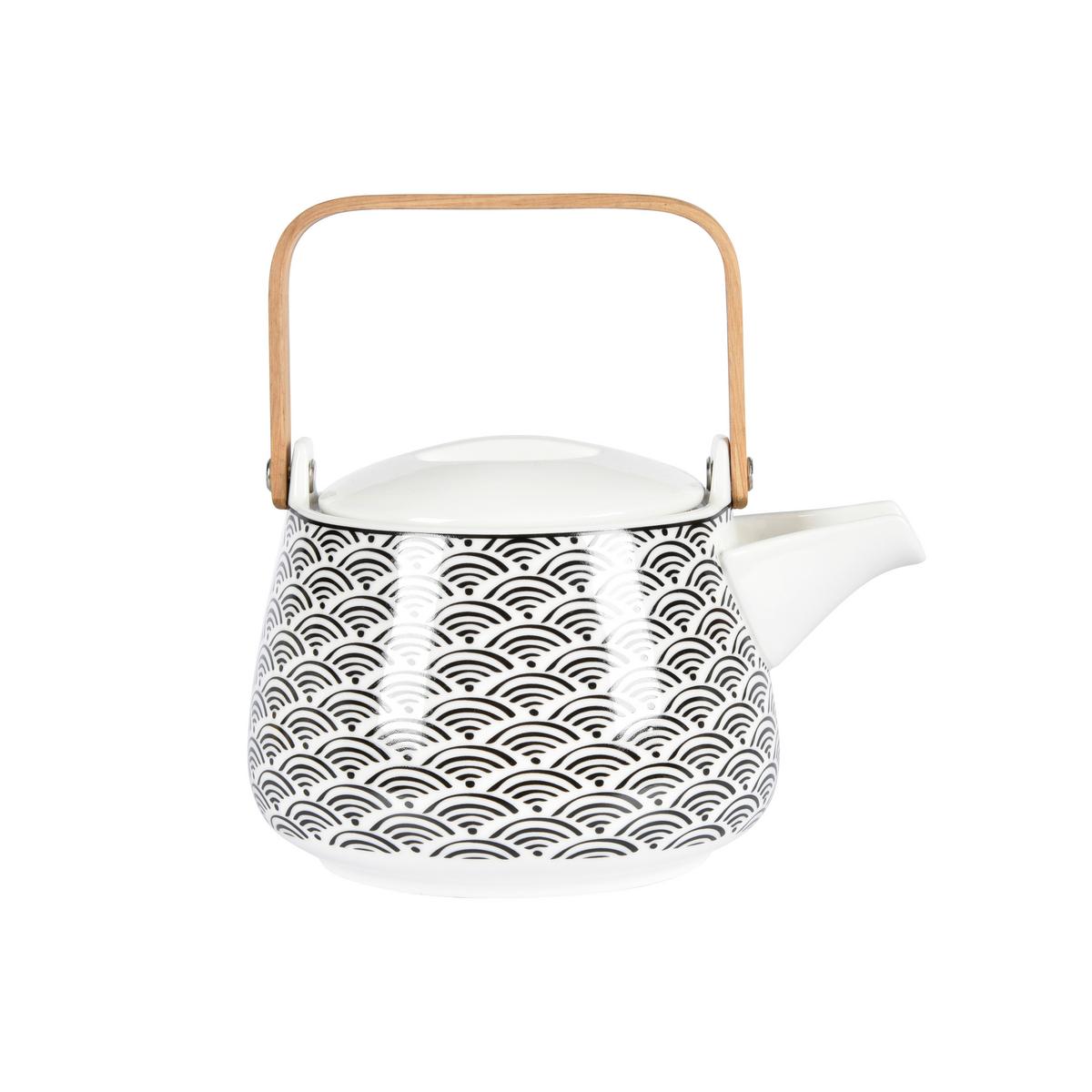 Teekanne Shiva in Schwarz/Weiß - Weiss/Schwarz, Lifestyle, Keramik (18/13,5/11cm) - Premium Living