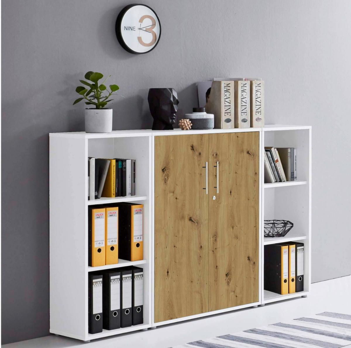 AKTENSCHRANK OFFICE EDITION - SW SET 2 - Eiche Artisan/Weiß, MODERN, Holzwerkstoff (172,6/113,6/33cm) - MID.YOU