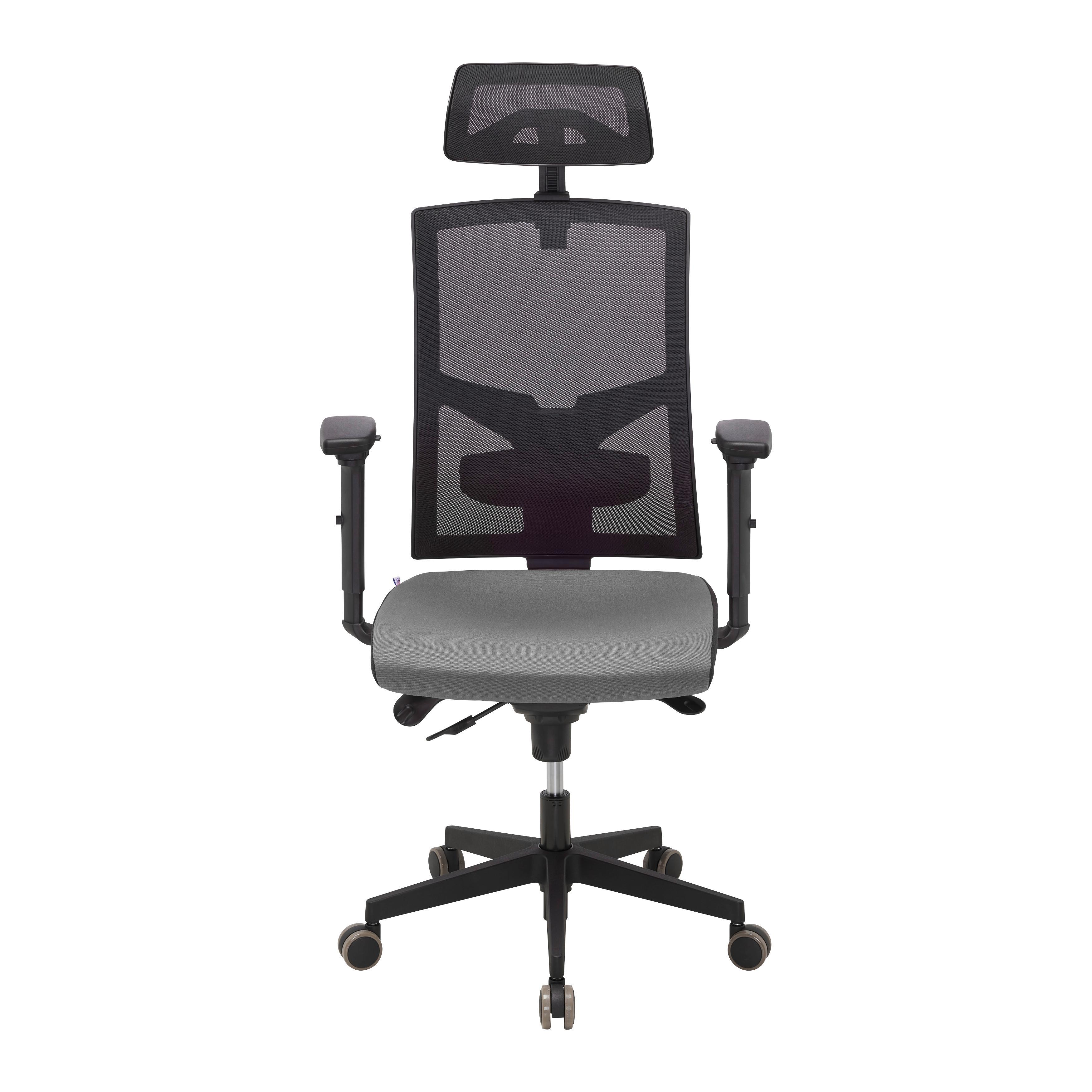 Chefsessel Boss Grau/Schwarz - Schwarz/Grau, MODERN, Kunststoff/Textil (64/142/64cm) - Mömax