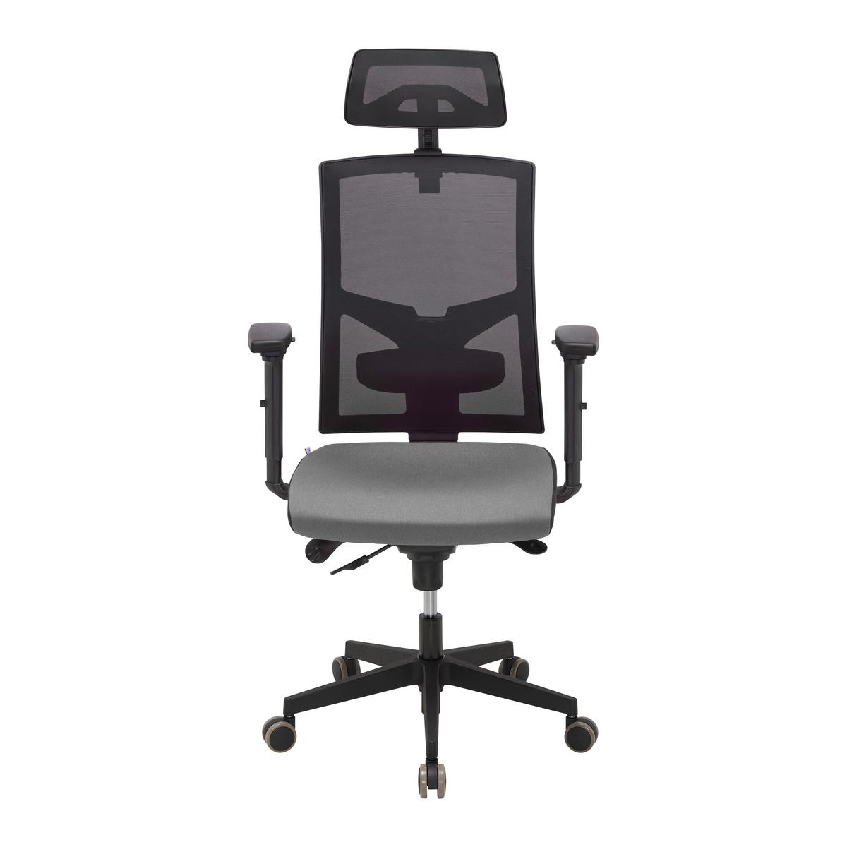 Chefsessel Boss Grau/Schwarz - Schwarz/Grau, MODERN, Kunststoff/Textil (64/142/64cm) - Mömax