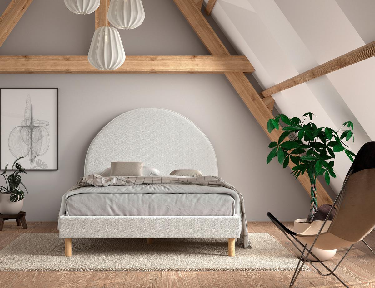Kinder-/Juniorbett Moon ca. 140x200 cm Weiß - Naturfarben/Weiß, ROMANTIK / LANDHAUS, Holz/Textil (140/200cm) - MID.YOU