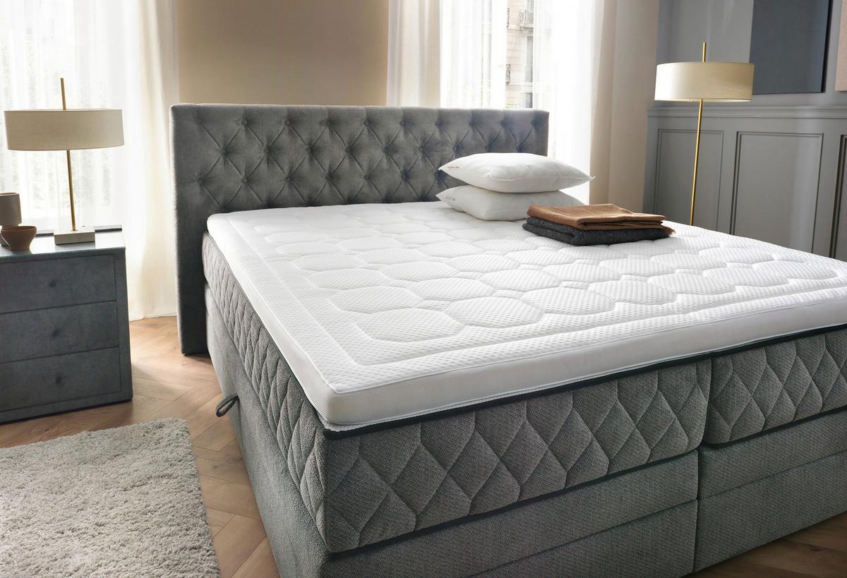 Boxspring Krevet Carmen - siva/tirkizna, Konvencionalno, drvni materijal/drvo (180/200cm) - Modern Living