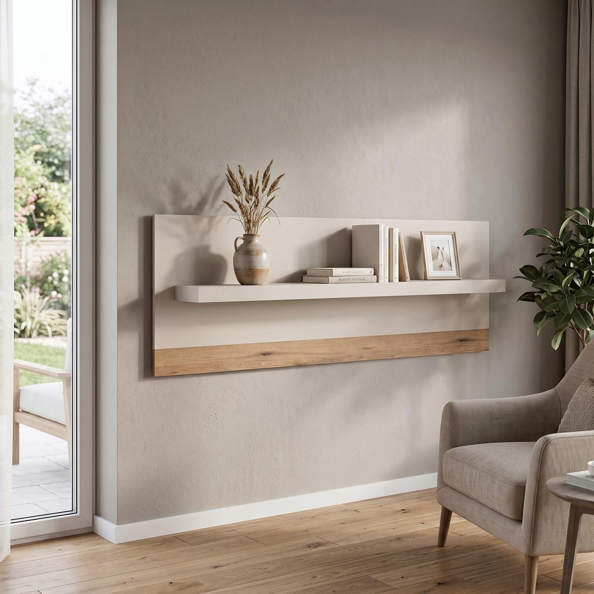 Stenska Polica Lightning, Barva Hrasta, Kašmir - kašmir/barve hrasta, Moderno, leseni material (200/71,5/19,2cm) - Modern Living