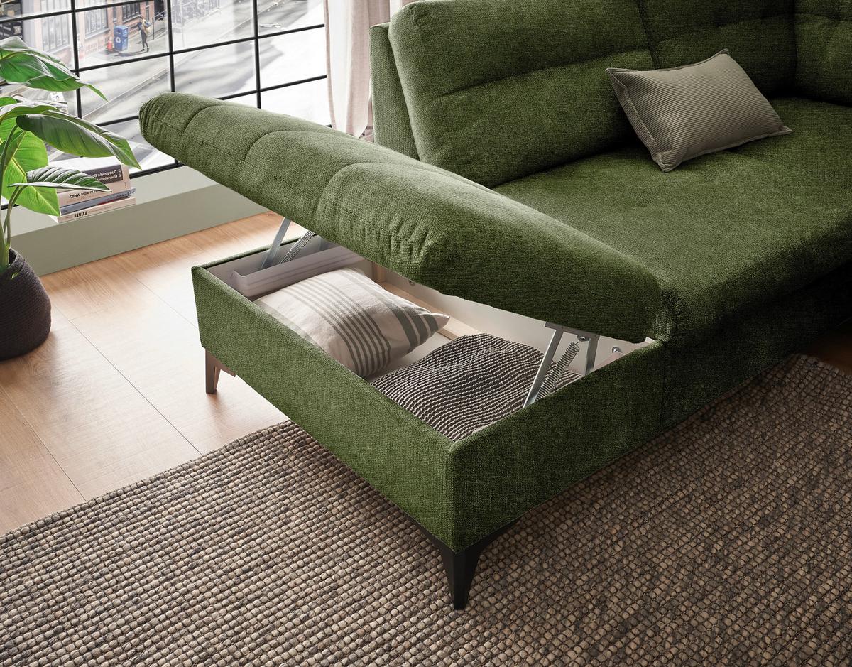 Wohnlandschaft Durban U ca. 218x324x170 cm Olivgrün - Schwarz/Olivgrün, KONVENTIONELL, Kunststoff/Textil (218/324/170cm) - MID.YOU