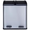 Treteimer Trash ca. 40l - Silberfarben/Schwarz, MODERN, Kunststoff/Metall (46,3/37,1/52,6cm) - Premium Living Treteimer Trash ca. 40l - Silberfarben/Schwarz, MODERN, Kunststoff/Metall (46,3/37,1/52,6cm) - Premium Living