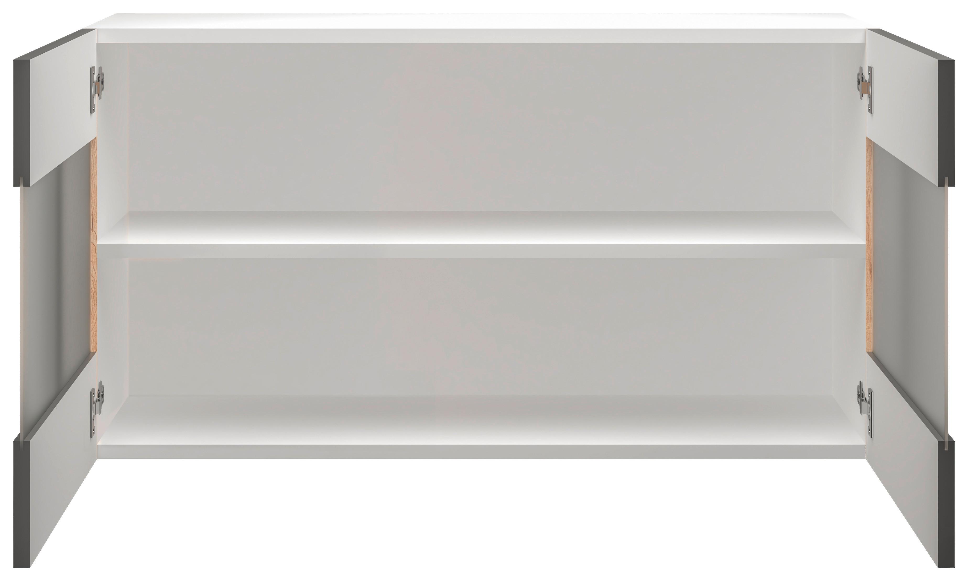 Küchenoberschrank Shadow ca. 100x54x32 cm Grau/Eiche - Edelstahlfarben/Dunkelgrau, MODERN, Holzwerkstoff/Metall (100/54,8/32cm) - FlexWell