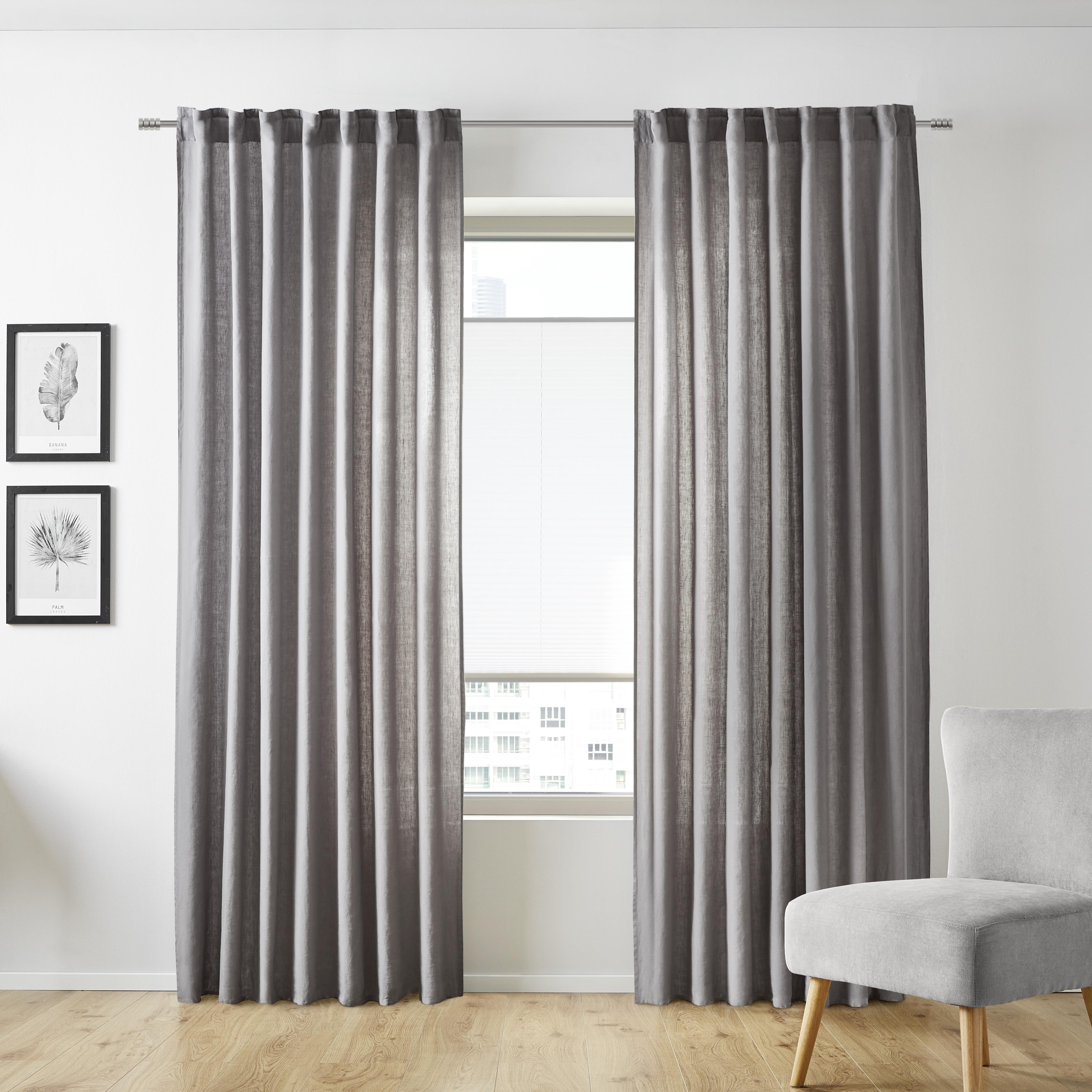 Končana Zavesa Nikita - svetlo siva, tekstil (140/245cm) - Bessagi Home