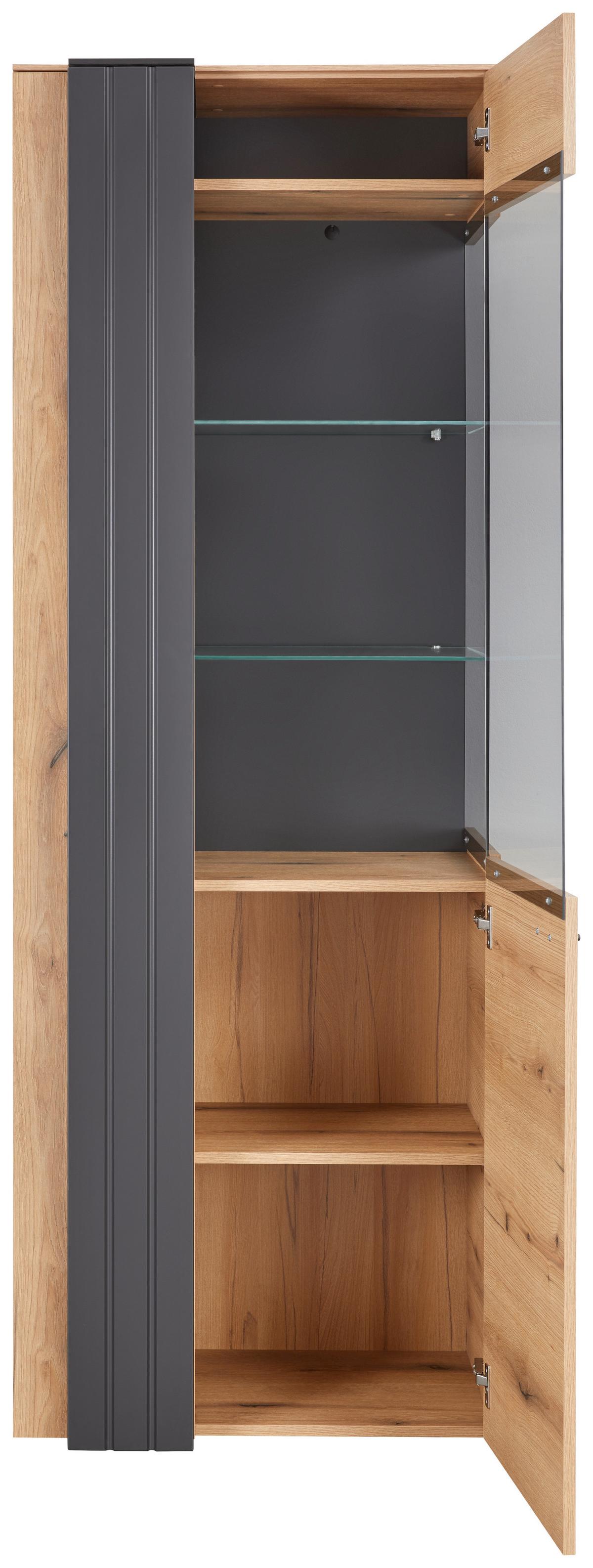 Vitrine in Eiche/Grau - Modern, Glas/Holzwerkstoff (71,8/203/44,8cm) - Mömax