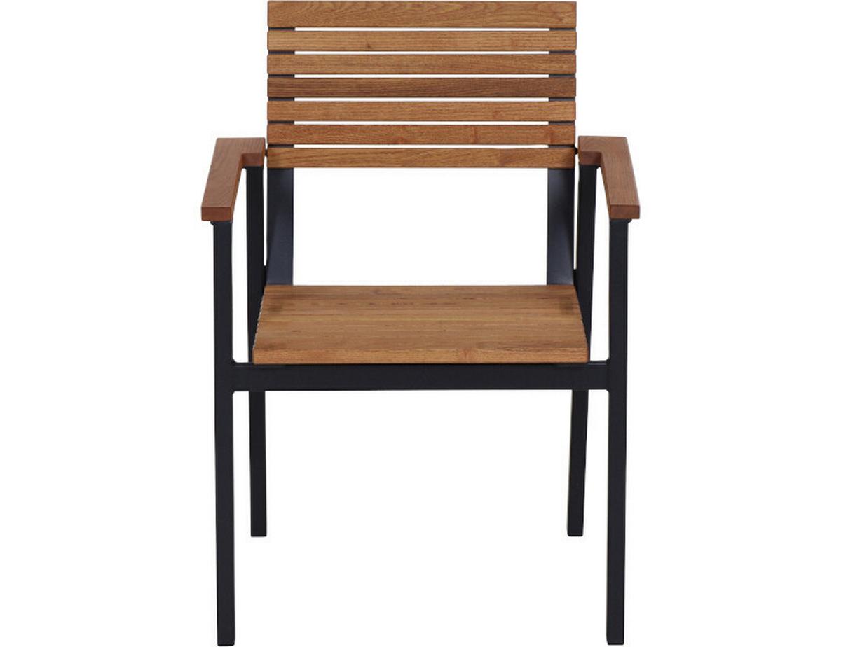Gartensessel-Set Bozen 4-tlg. Echtholz/Schwarz - Naturfarben, Basics, Holz/Metall (60/83/58,5cm) - Siena Garden