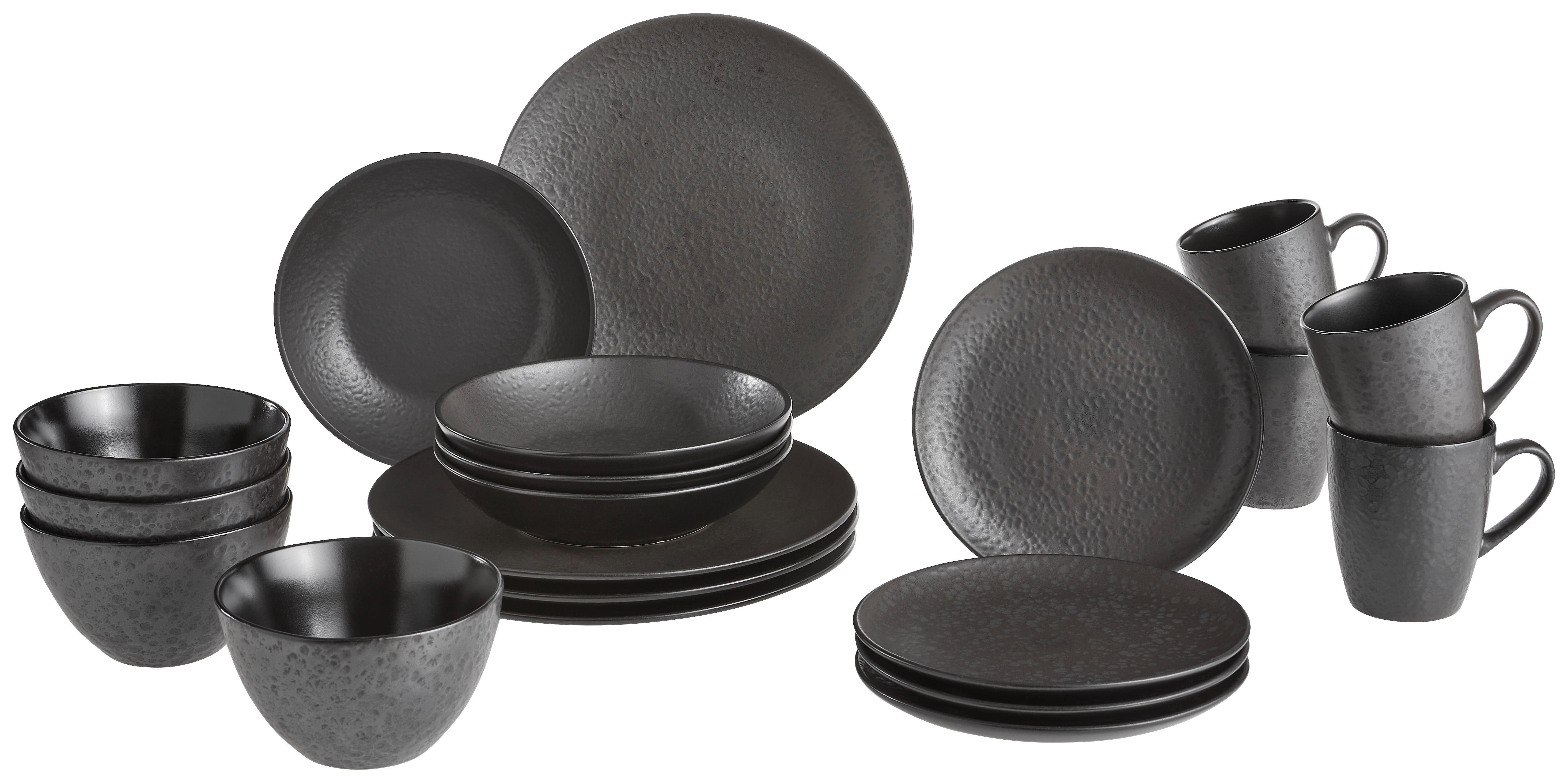 SERWIS OBIADOWO-ŚNIADANIOWY KITWE - czarny, Design, ceramika - Ritzenhoff Breker