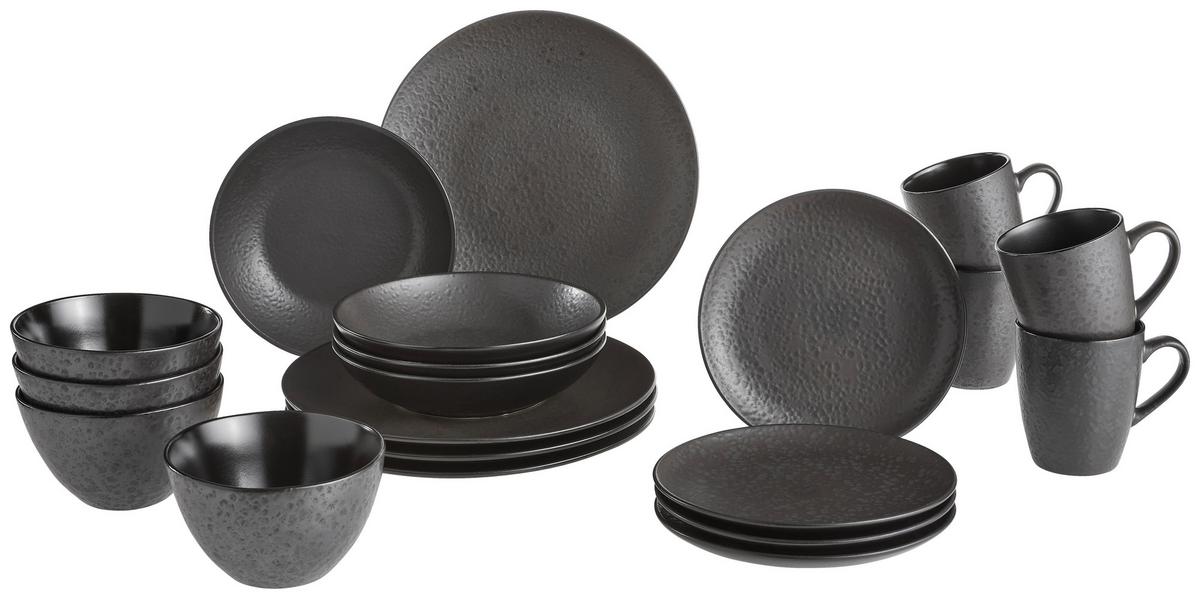SERWIS OBIADOWO-ŚNIADANIOWY KITWE - czarny, Design, ceramika - Ritzenhoff Breker