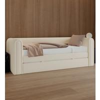 Ausziehbett Tasha ca. 90x200 cm Elfenbein - Hellbraun/Elfenbein, MODERN, Holz/Kunststoff (90/200cm) - Bessagi Home