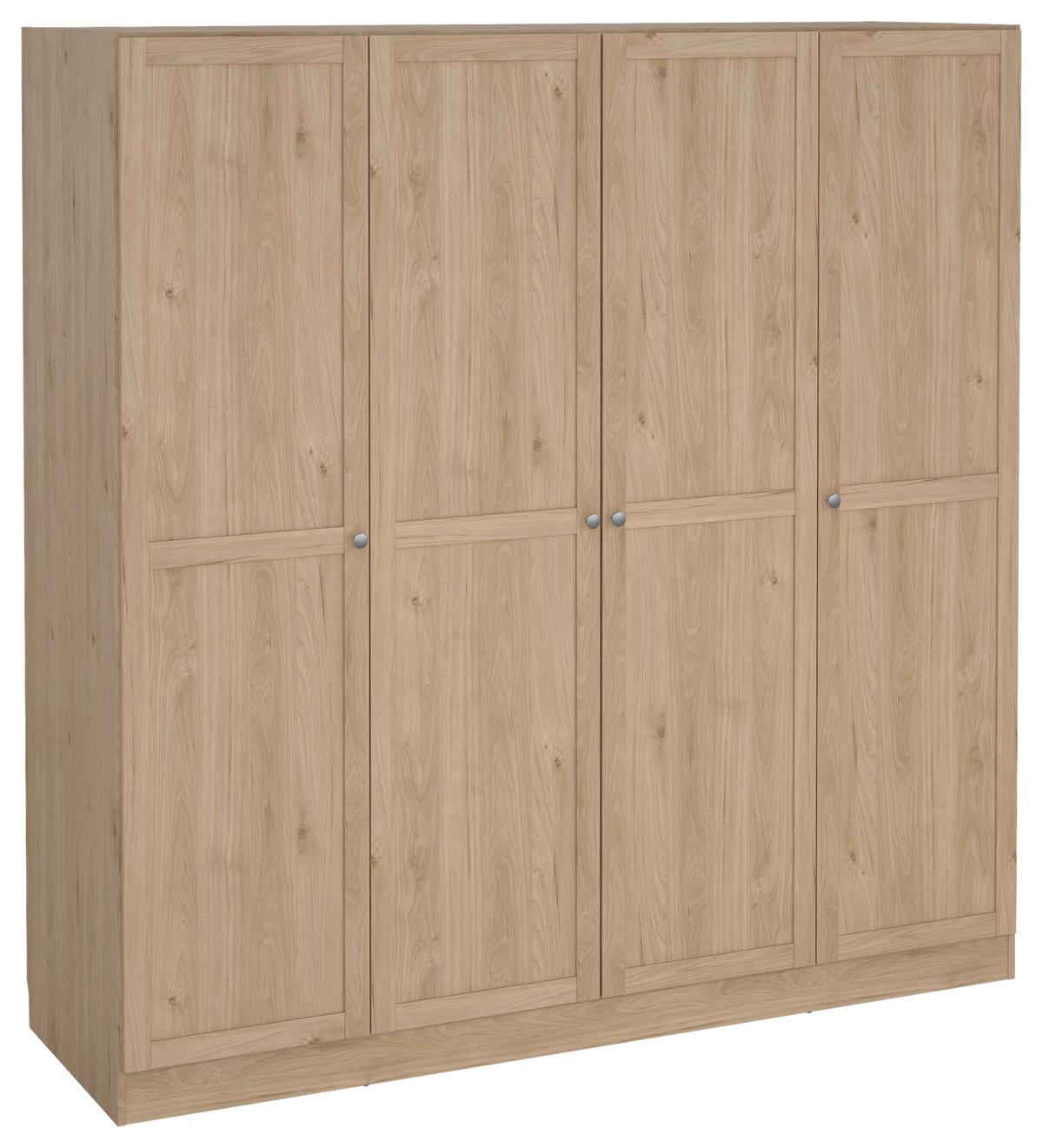 Omara S Klasičnimi Vrati Billund, Barva Hrasta - srebrne barve/barve hrasta, Moderno, kovina/leseni material (195,5/200/61,7cm) - MID.YOU