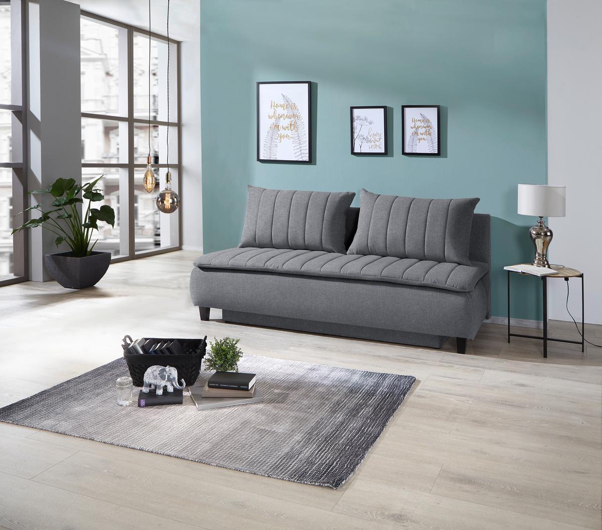 Canapea Boxspring MARINO - gri închis, Modern, textil (208/102/96cm) - Luca Bessoni