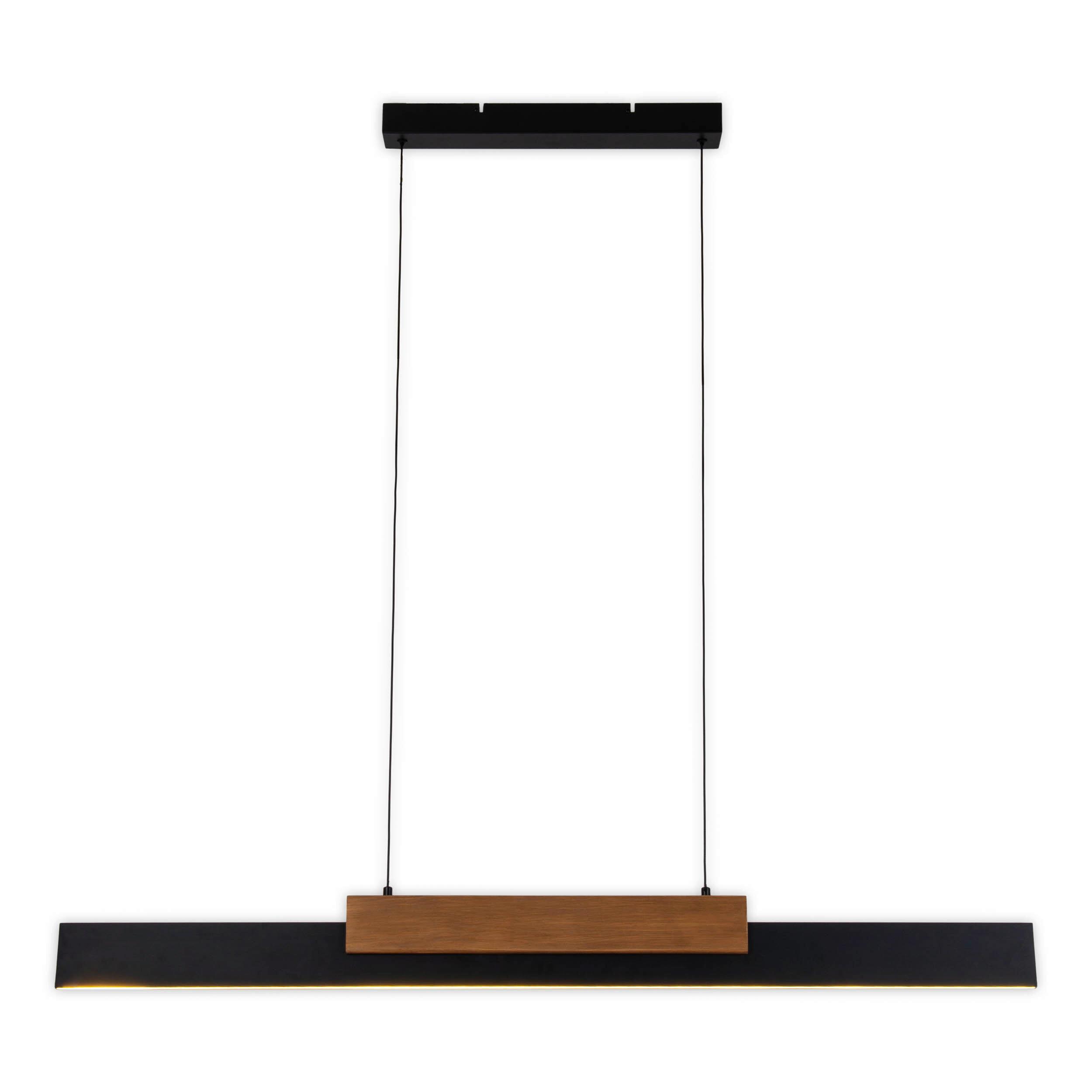 LED-Pendelleuchte Wiebke Schwarz/Eiche max. 34 Watt - Eichefarben/Schwarz, Natur, Holz/Metall (120.5/6/150cm) - Näve