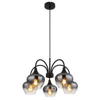 Hängeleuchte Maxy Schwarz max. 40 Watt - Schwarz, Design, Glas/Textil (55/120cm) - Globo