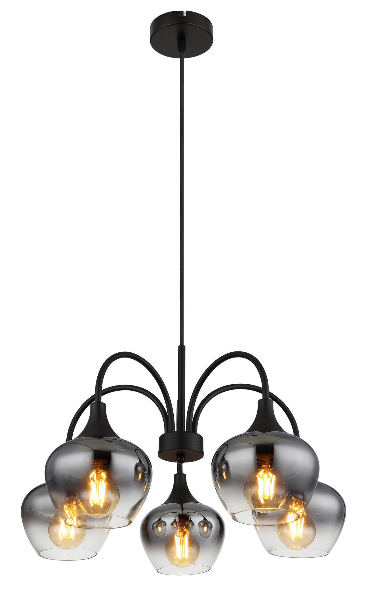 Hängeleuchte Maxy Schwarz max. 40 Watt - Schwarz, Design, Glas/Textil (55/120cm) - Globo