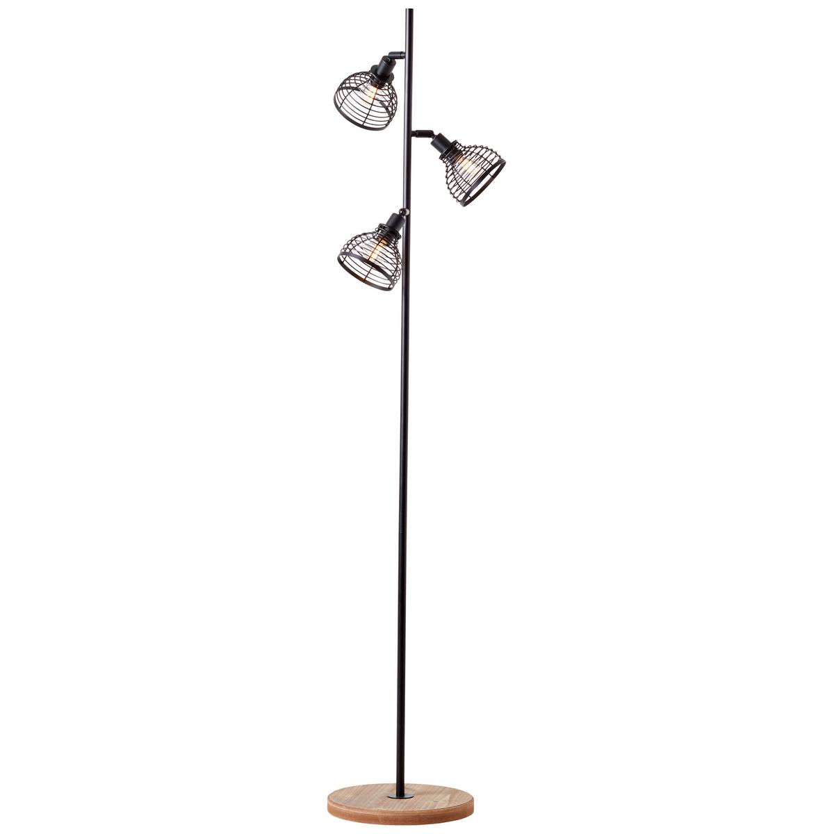 Stehleuchte Avia Schwarz ca. 42 Watt - Schwarz, Natur, Holz/Metall (20/153,5cm) - Brilliant