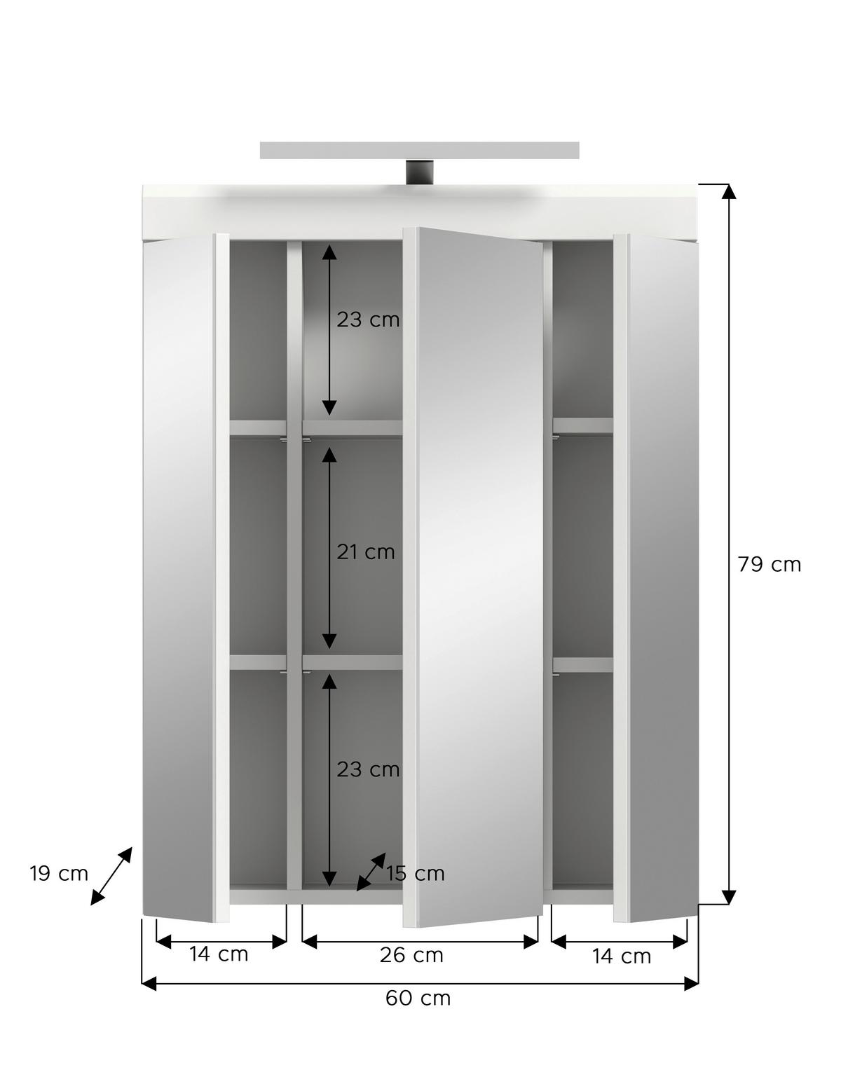 Spiegelschrank SCOUT Weiß Hochglanz ca. 60x79x18 cm - MODERN, Glas/Holzwerkstoff (60/79/18cm) - MID.YOU