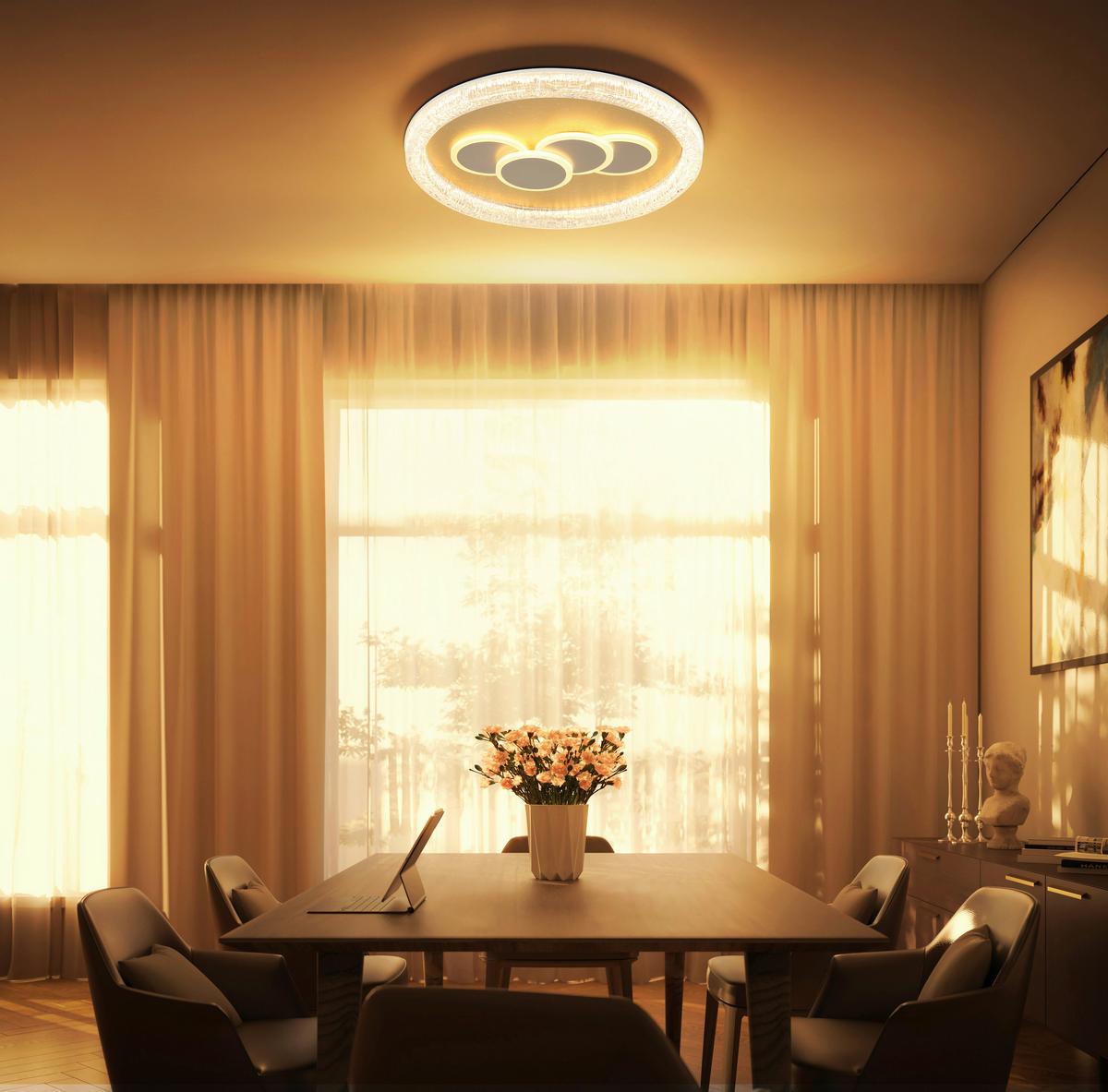 Led-deckenleuchte 48476-40r Loraine - Klar/Weiss, Design, Kunststoff/Metall (49,5/7cm) - Globo