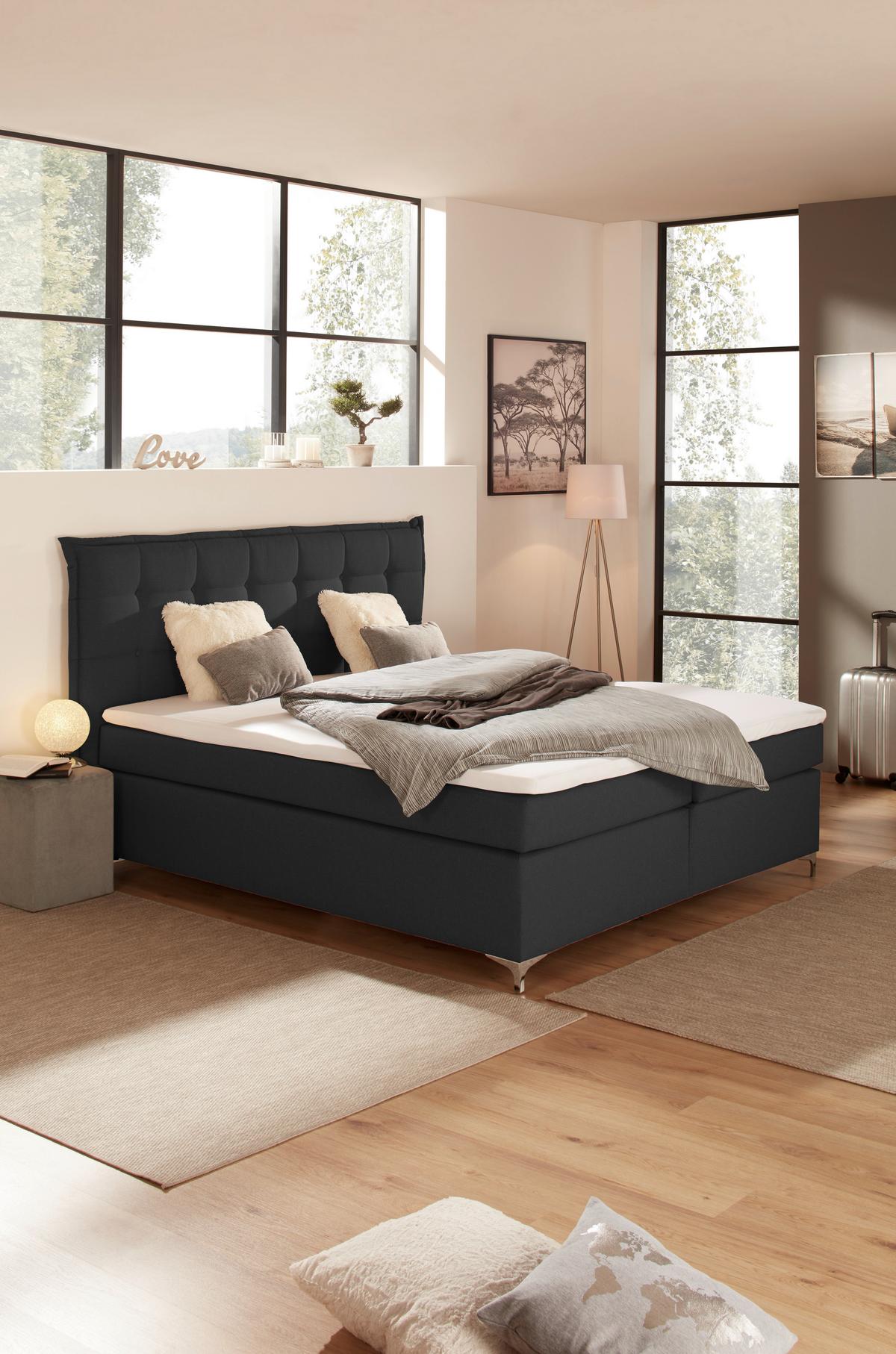 Boxspring Krevet Fabio - antracit, Moderno, tekstil/metal (180/200cm)
