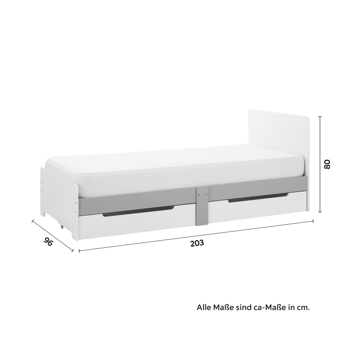 Stauraumbett Danny Weiß ca. 90x200 cm MDF - Naturfarben/Weiß, MODERN, Holz/Holzwerkstoff (96/80/203cm) - Bessagi Kids