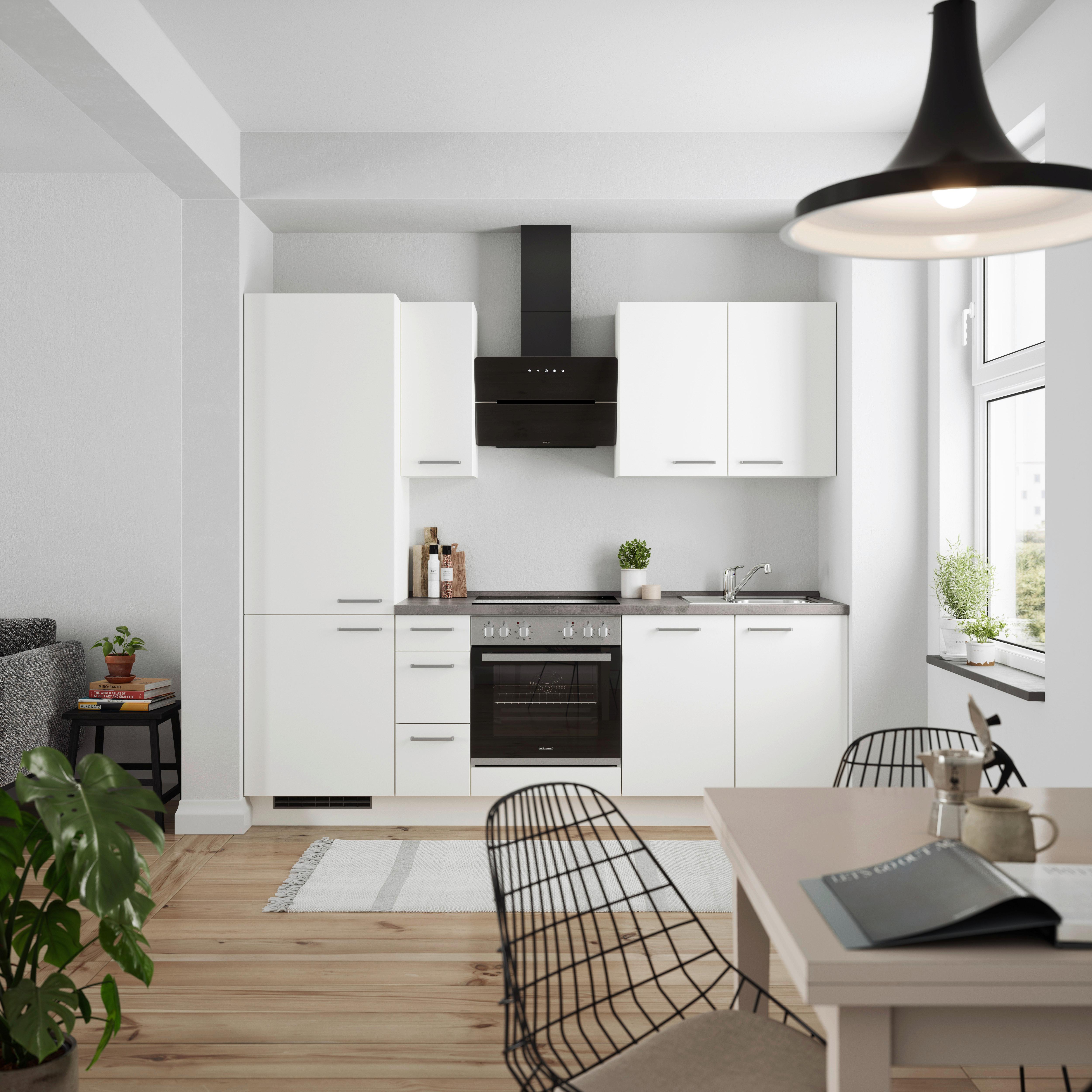 Küchenleerblock Touch High o. Geräte Weiß - Edelstahlfarben/Weiß, MODERN, Holzwerkstoff/Metall (240cm) - Nobilia