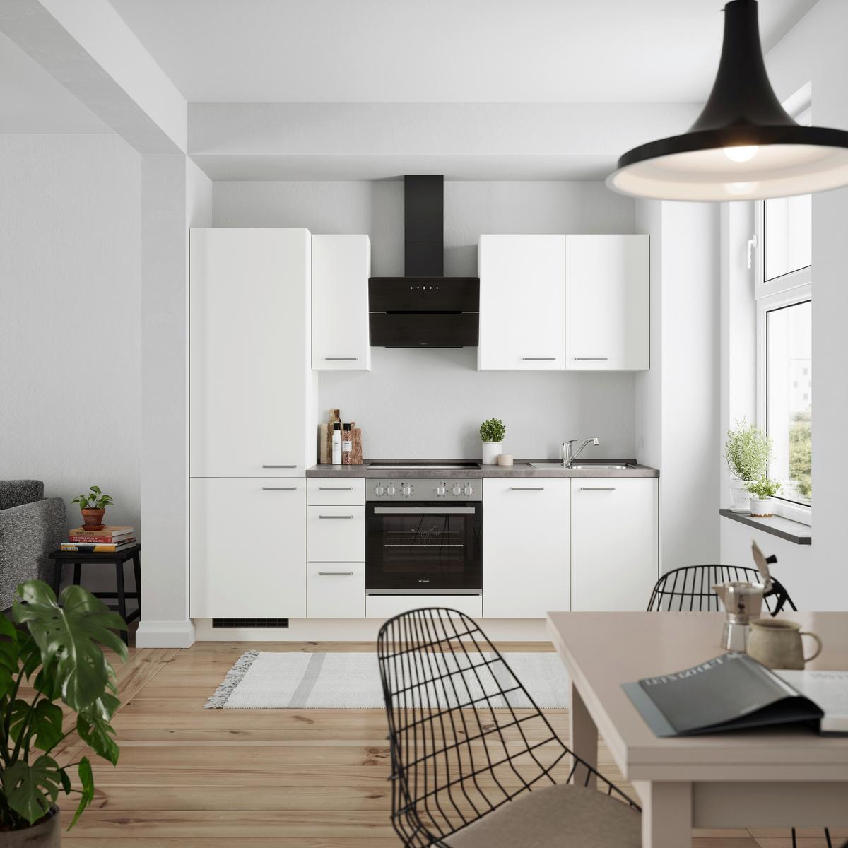 Küchenleerblock Touch High o. Geräte Weiß - Edelstahlfarben/Weiß, MODERN, Holzwerkstoff/Metall (240cm) - Nobilia