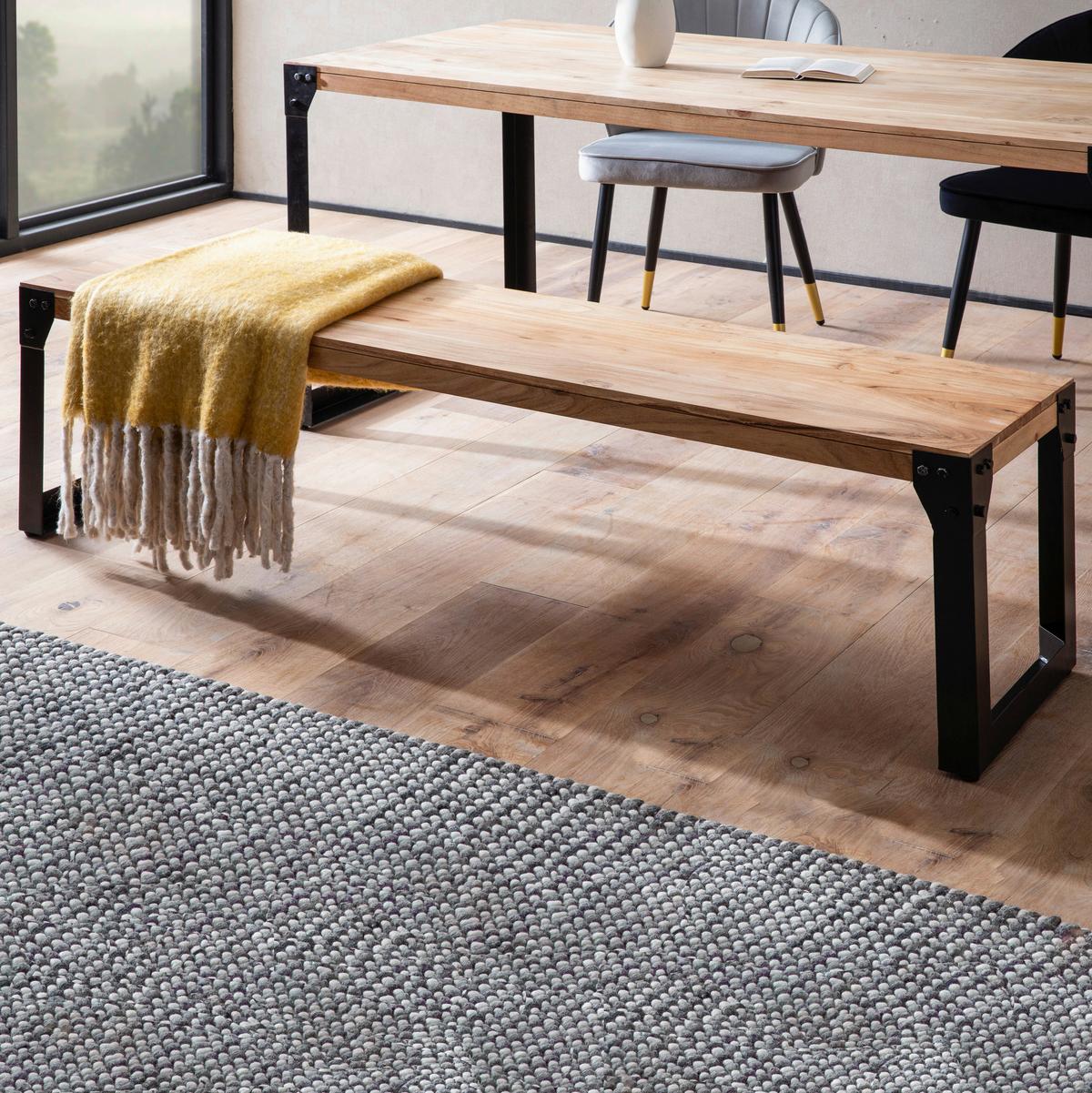 Klop Akazie, Pravi Les - črna/barve akacije, Design, kovina/les (160/45/40cm) - MID.YOU
