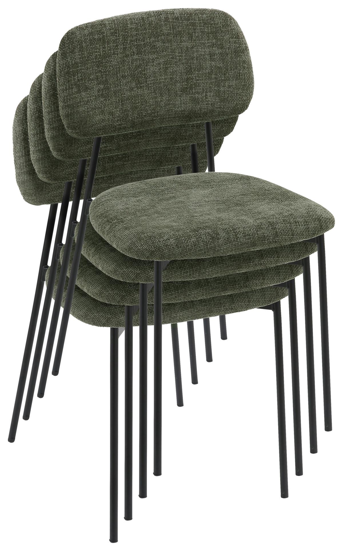 Szék Lara - fekete/zöld, Modern, textil/fém (44/78,5/49cm) - Mömax
