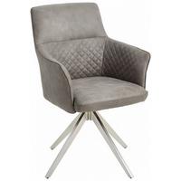 KRZESŁO Z PODŁOKIETNIKAMI KIM - kolor srebrny/kolor stalowy, Basics, metal/tkanina (62/90/63cm) - MID.YOU