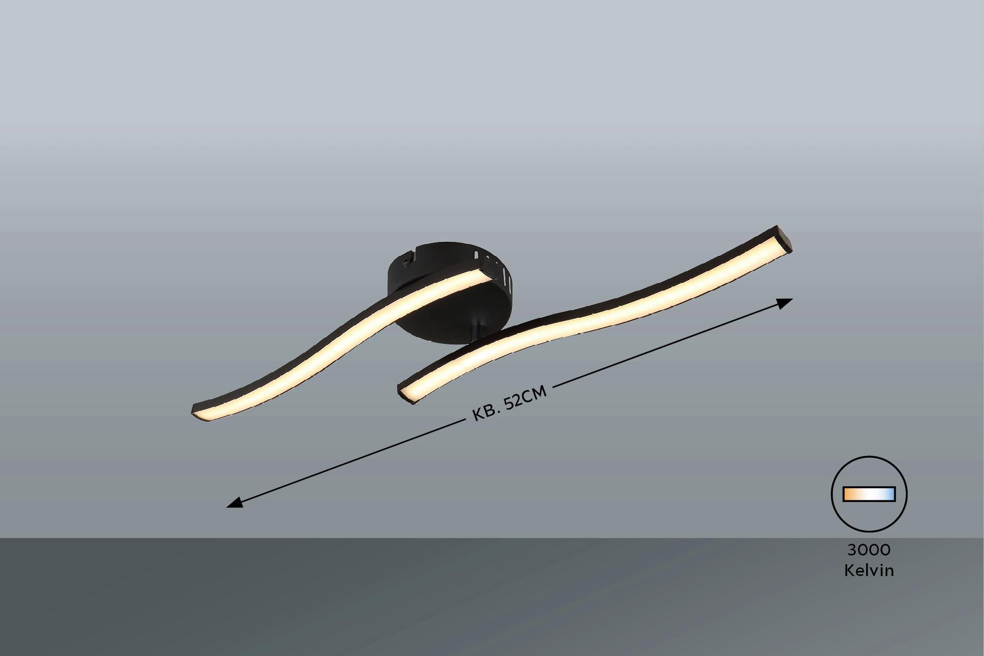 LED-TAKLAMPA IPO - opal/svart, Modern, metall/plast (51,5/10/7,6cm) - Mömax