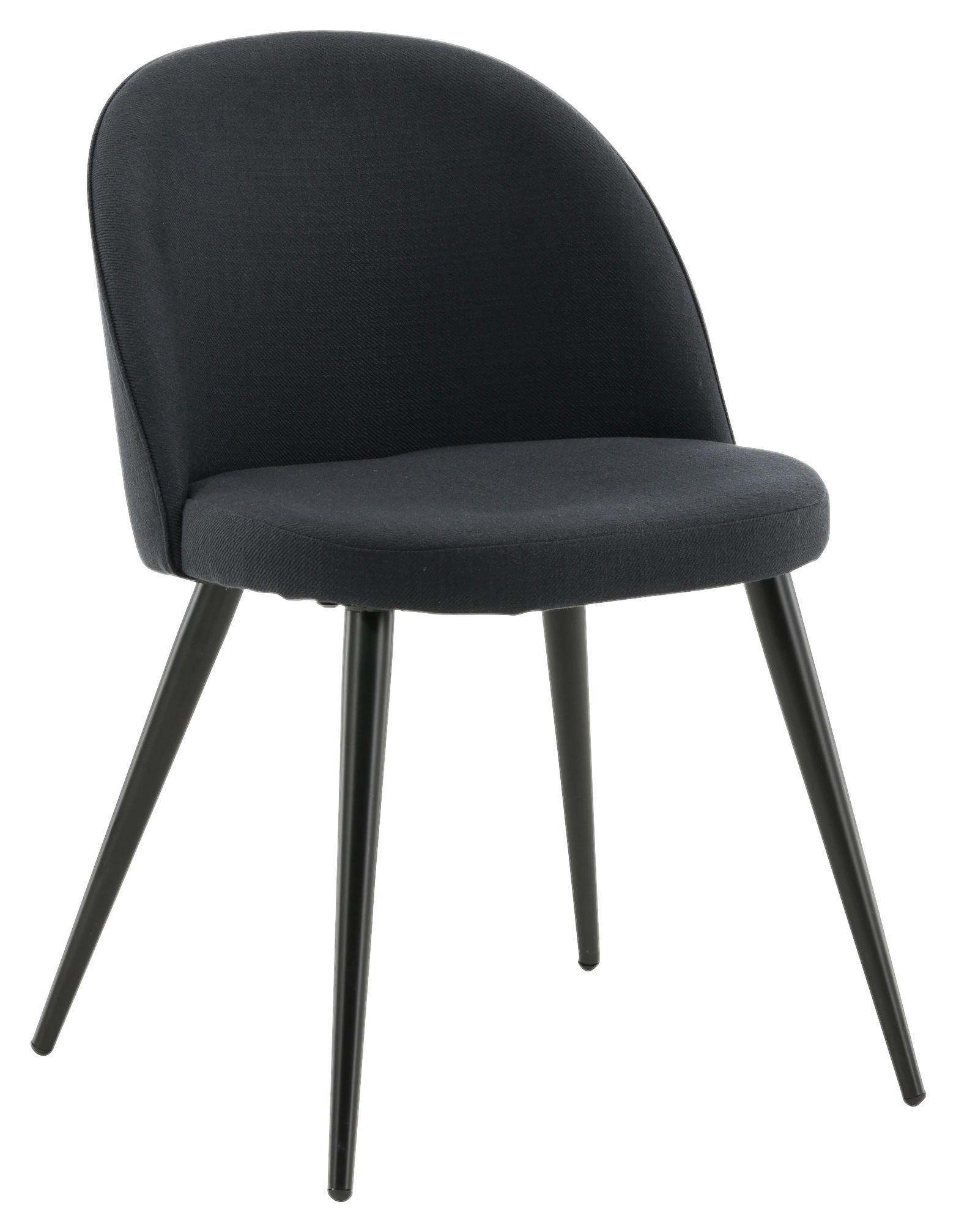 STUHL-SET VELVET - Schwarz, Design, Textil/Metall (57/76,5/50cm) - Livetastic