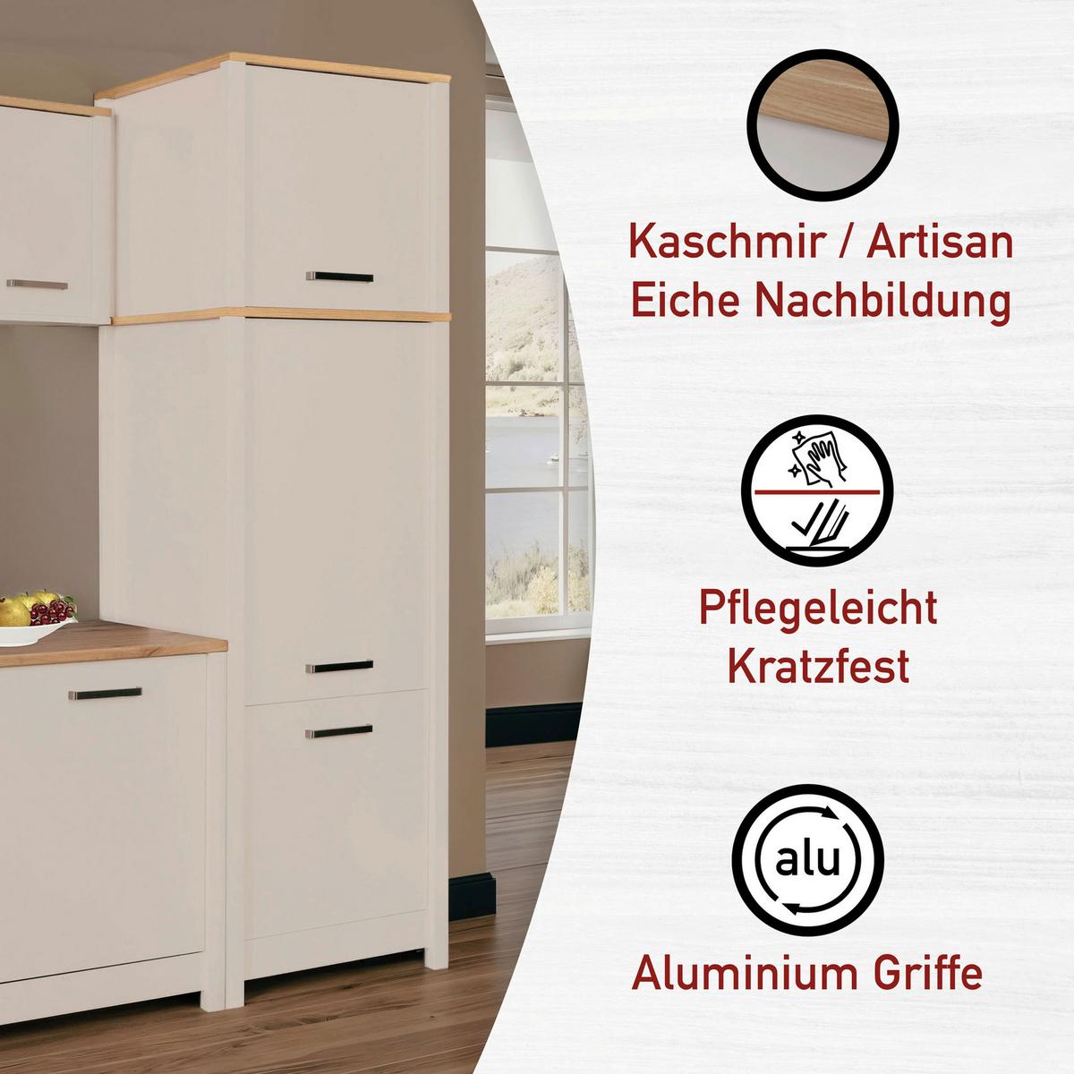 Aufsatzschrank Sardegna Kaschmir/Eiche - Kaschmir/Silberfarben, ROMANTIK / LANDHAUS, Holzwerkstoff/Metall (70/60/60cm) - home24