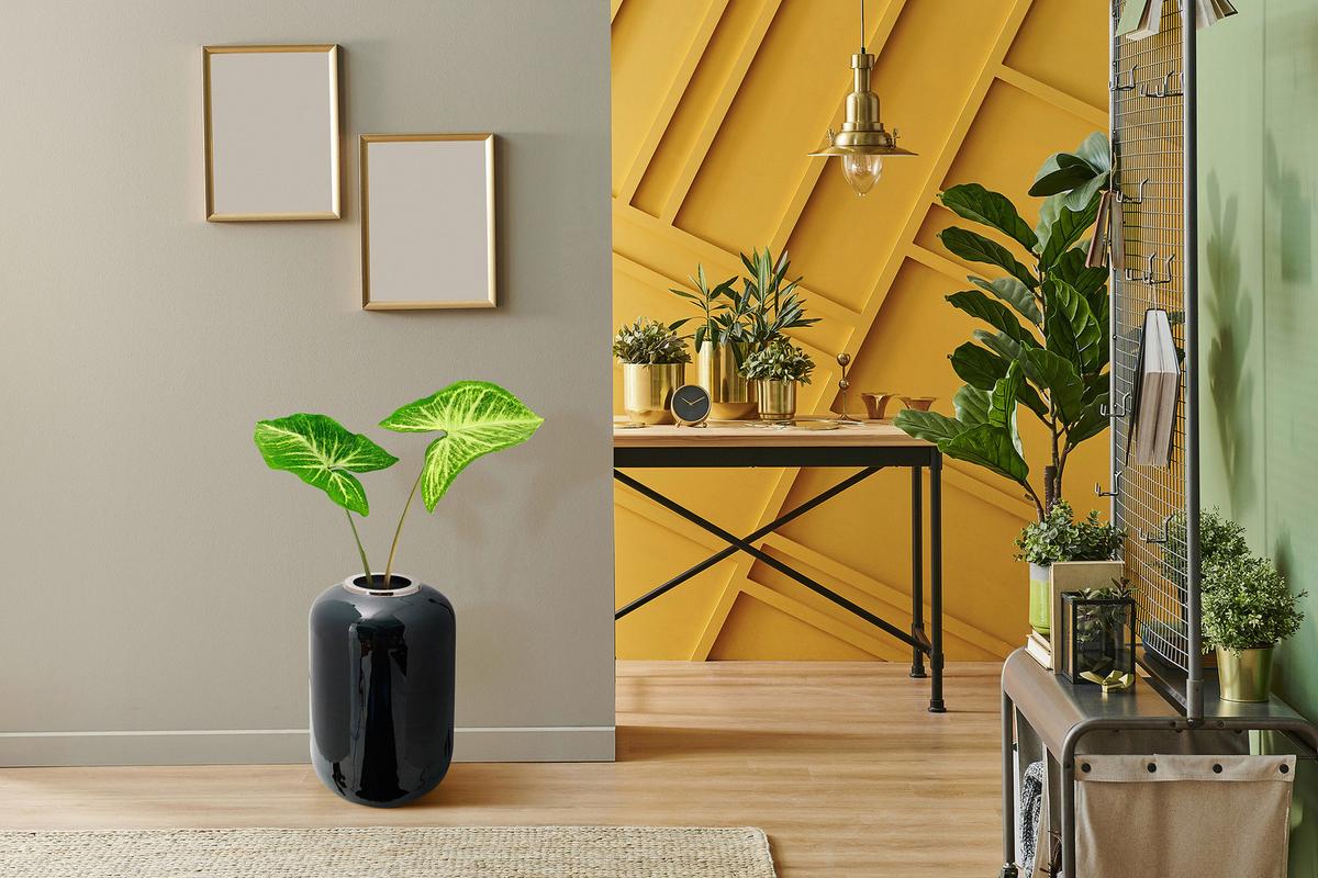 VASE ART DECO 275 - Dunkelgrün/Silberfarben, Trend, Metall (24/24/50cm) - Kayoom