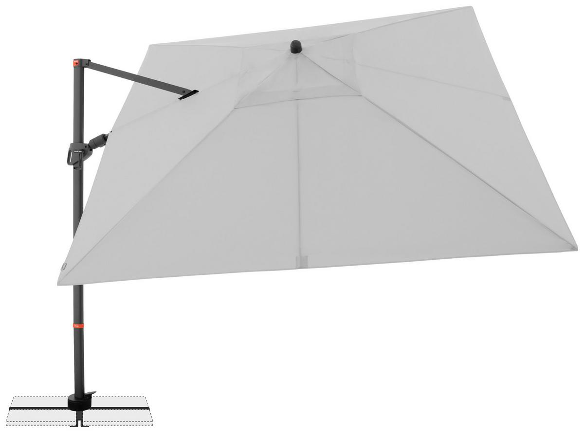 Ampelschirm Myzone Hellgrau ca. 280x280cm - Anthrazit/Hellgrau, Basics, Textil/Metall (280/280cm) - Doppler