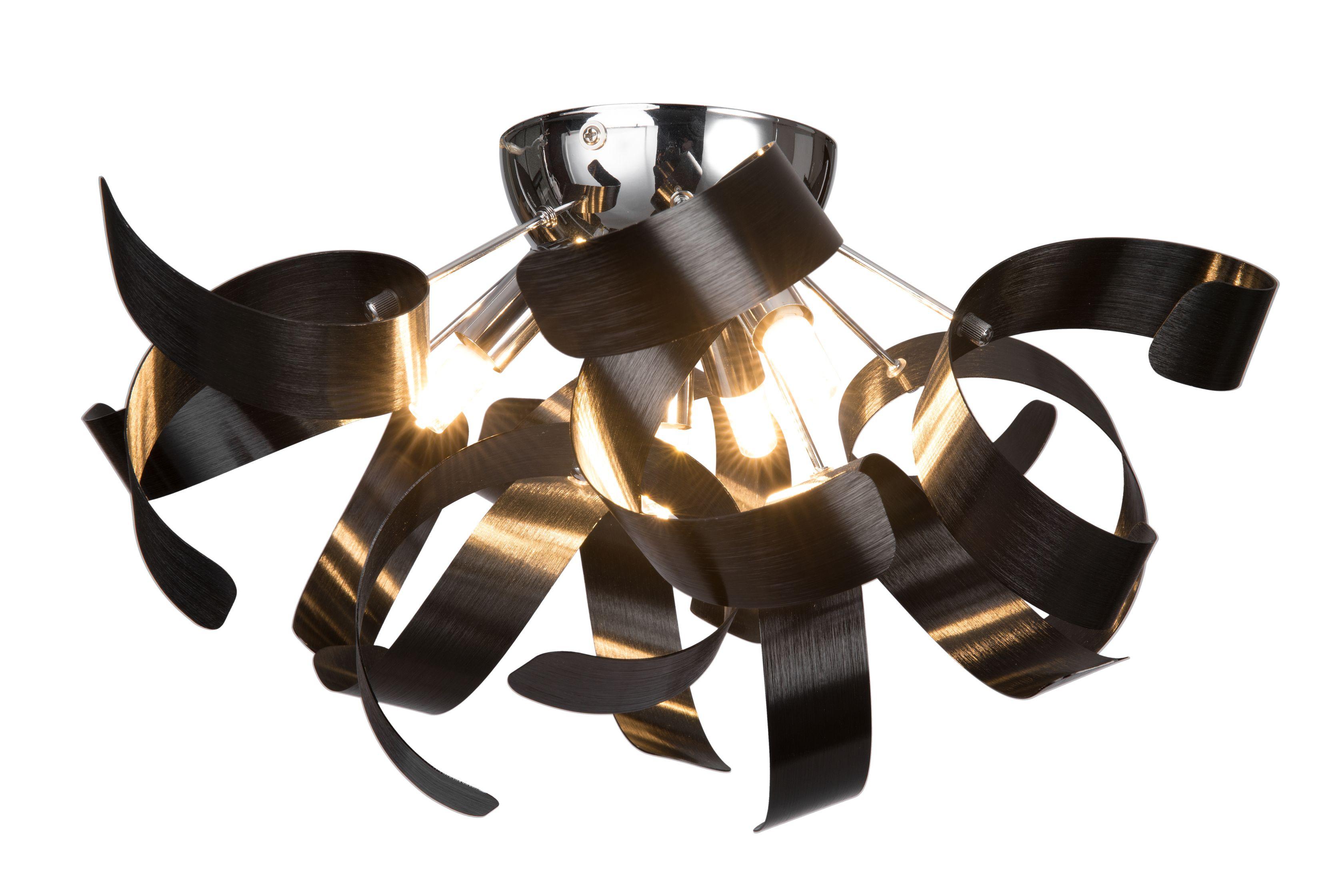 LAMPA SUFITOWA LED CURLY - czarny/kolor chromowy, Design, metal (42/24cm)