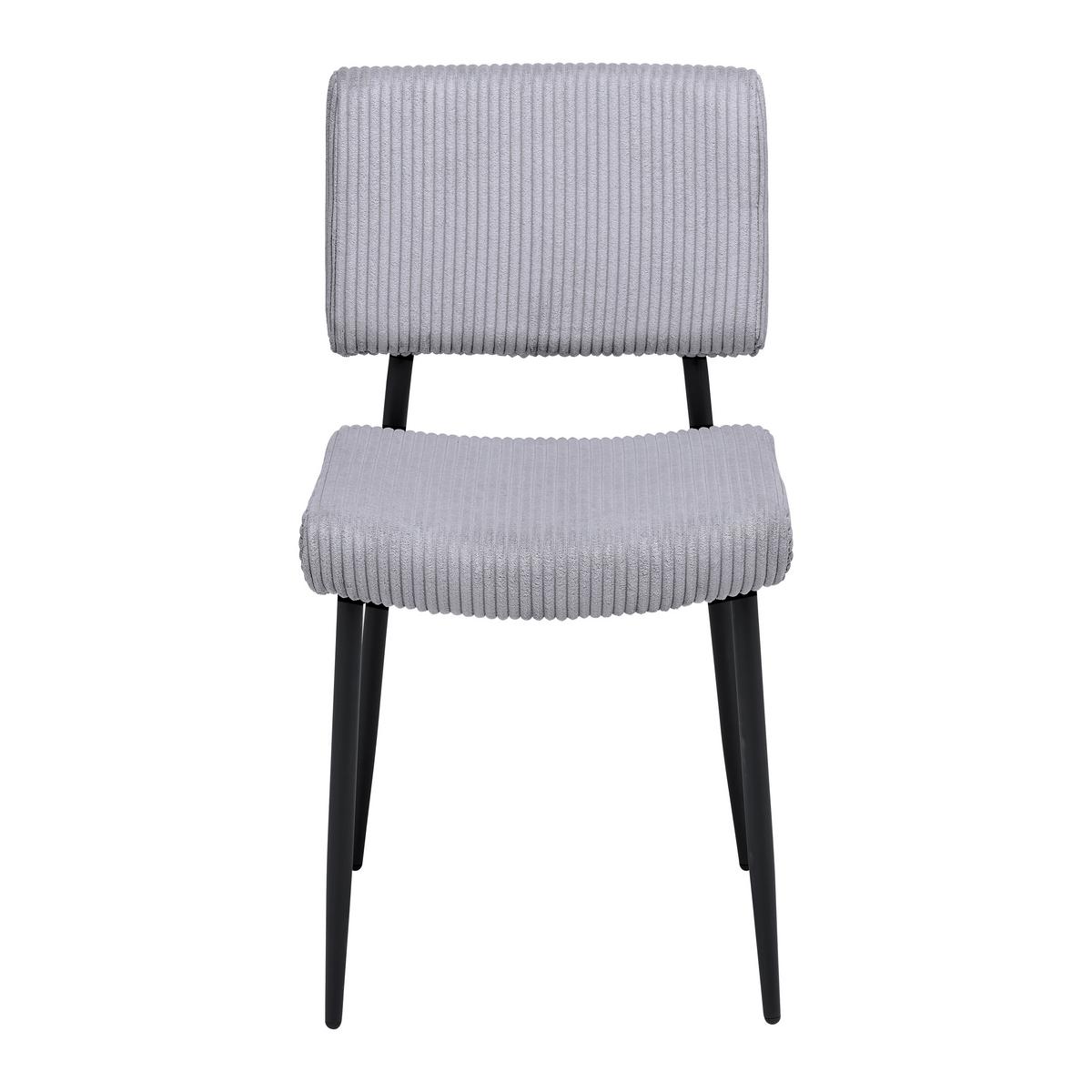 Stol Elia, Siva, Rebrasti Žamet - siva/črna, Moderno, kovina/tekstil (56/85/47cm) - Bessagi Home