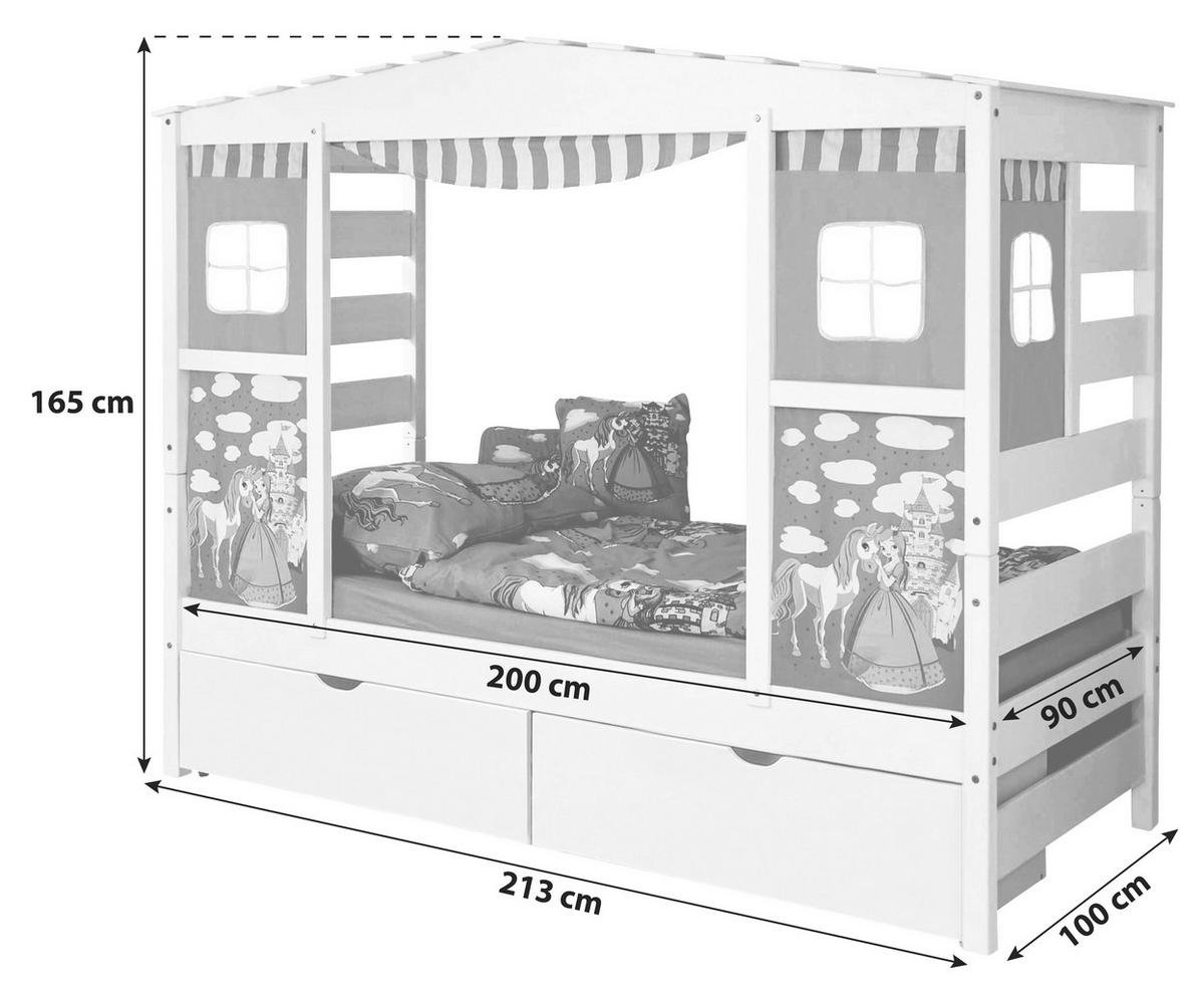 Igralna Postelja Lio, 90x200, Večbarvno, 2 Predala - bela, Moderno, les (90/200cm) - MID.YOU